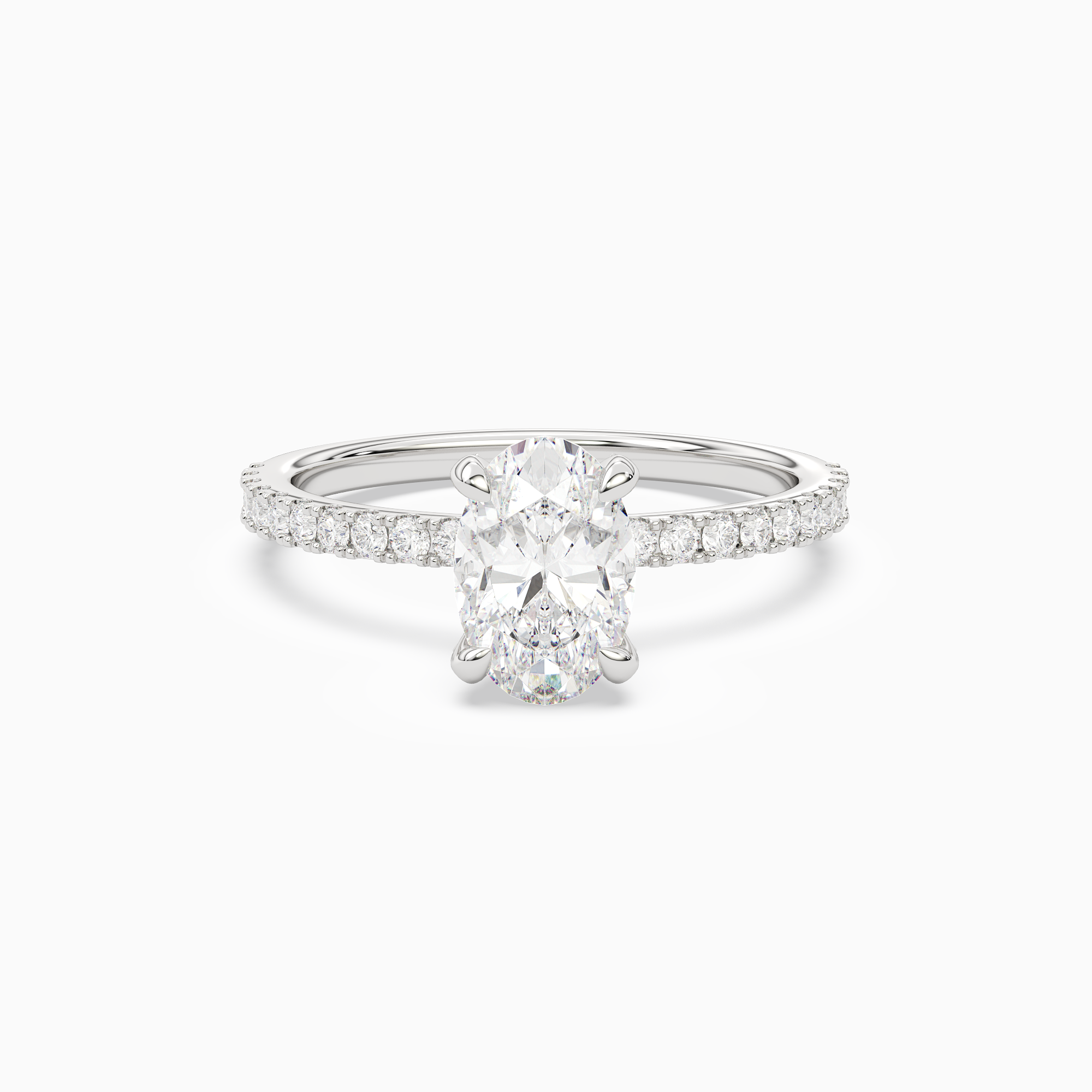 Oval Hidden Halo Accent Pavé in 18K White Gold main white