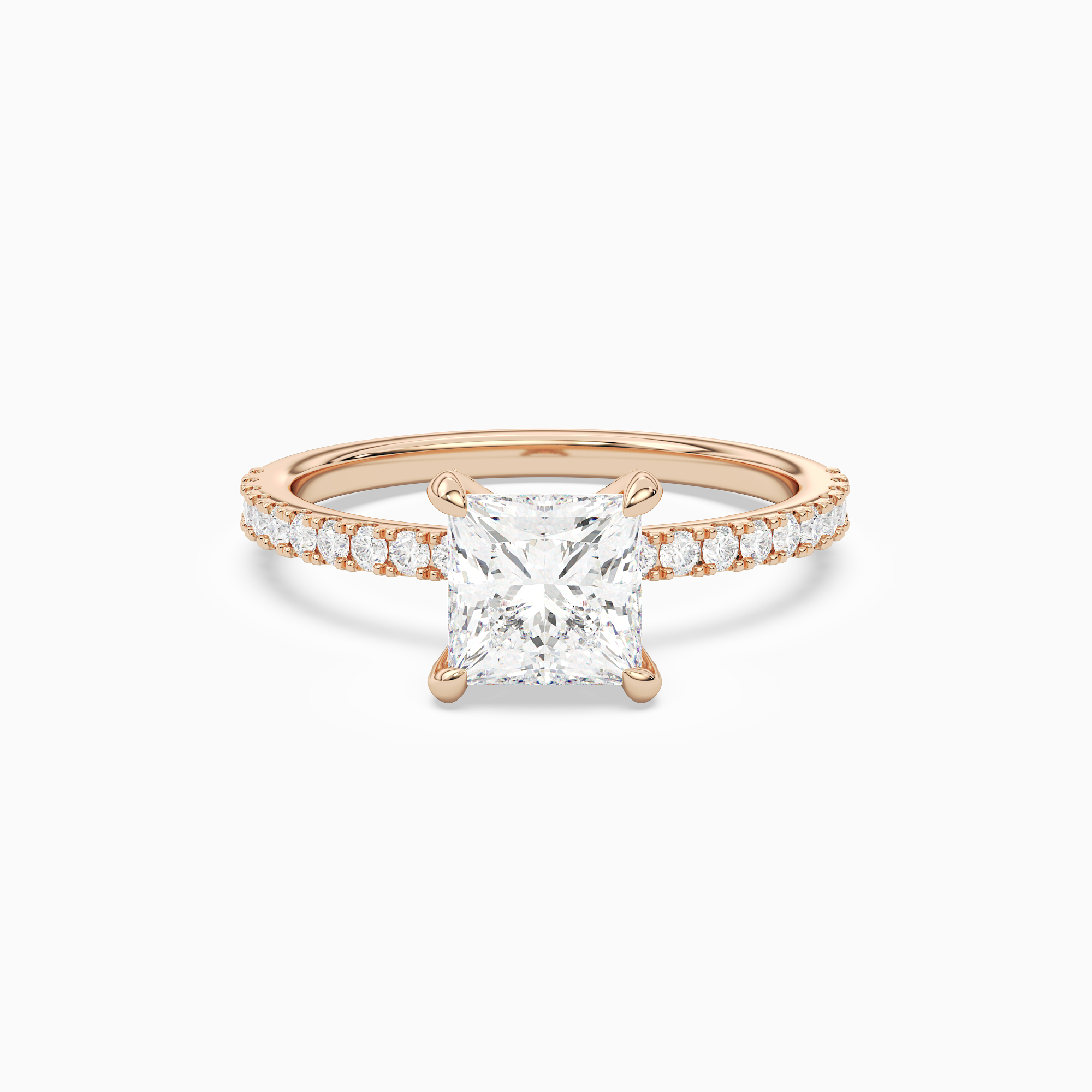 Princess Hidden Halo Accent Pavé in 14K Rose Gold main white