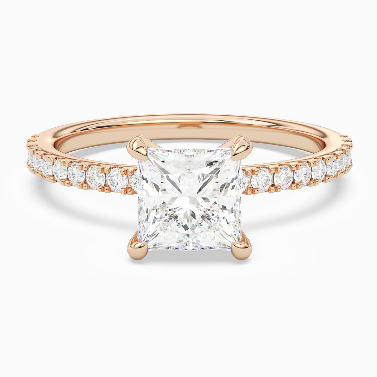 Princess Hidden Halo Accent Pavé in 14K Rose Gold main white