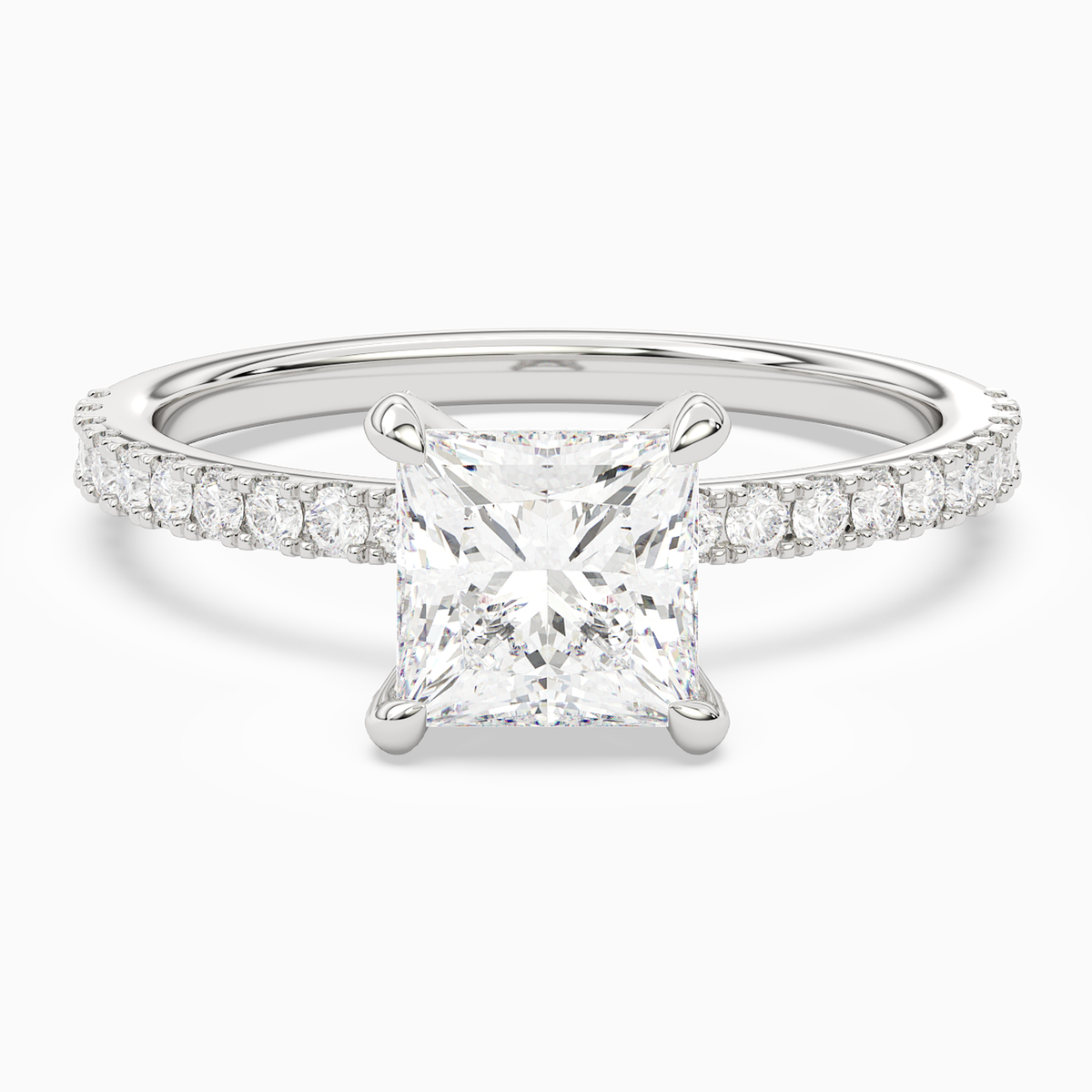 Princess Hidden Halo Accent Pavé in 14K White Gold main white