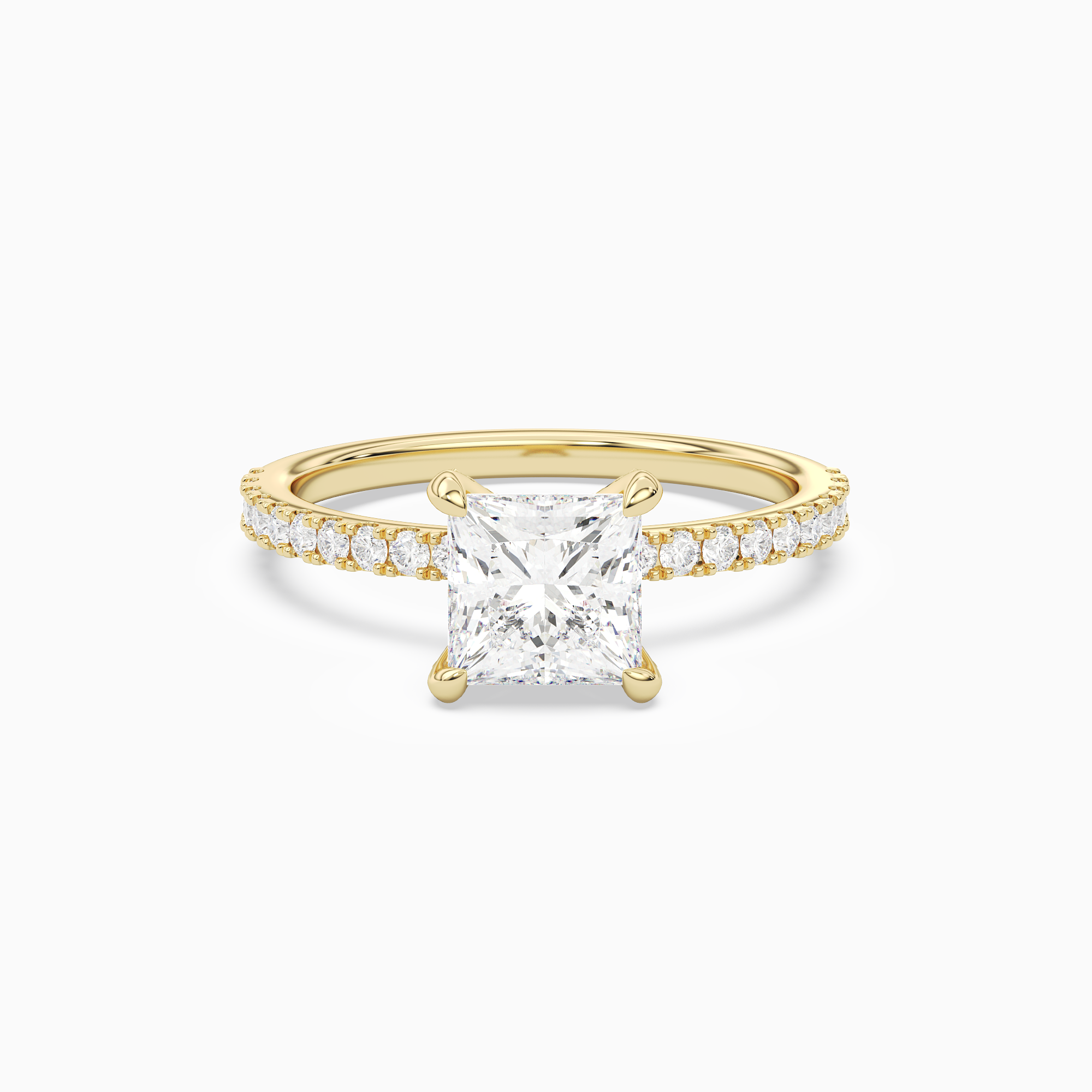Princess Hidden Halo Accent Pavé in 18K Yellow Gold main white