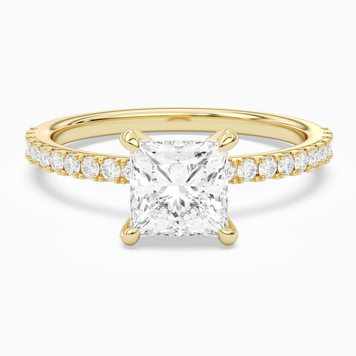 Princess Hidden Halo Accent Pavé in 18K Yellow Gold main white