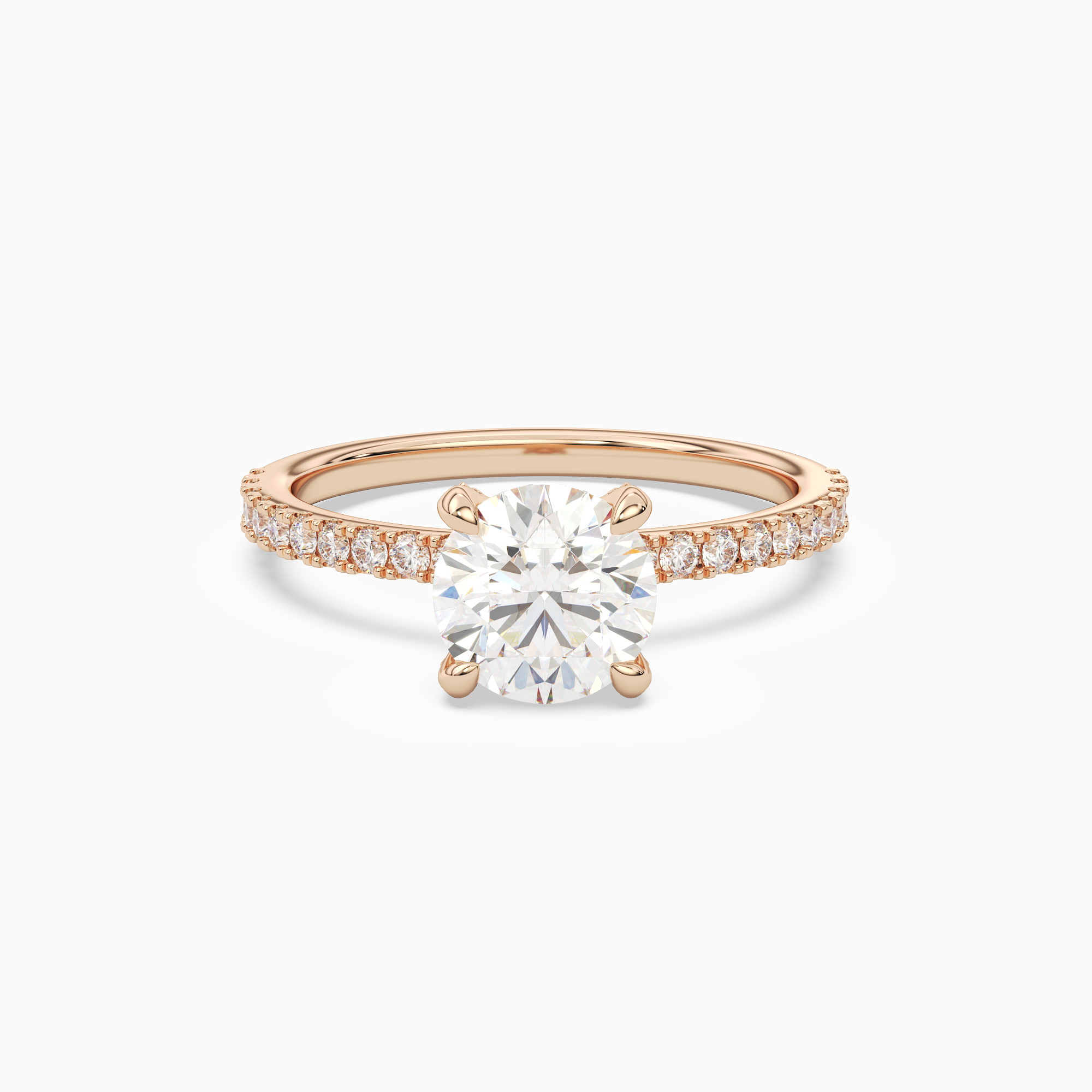 Round Hidden Halo Accent Pavé in 14K Rose Gold main white