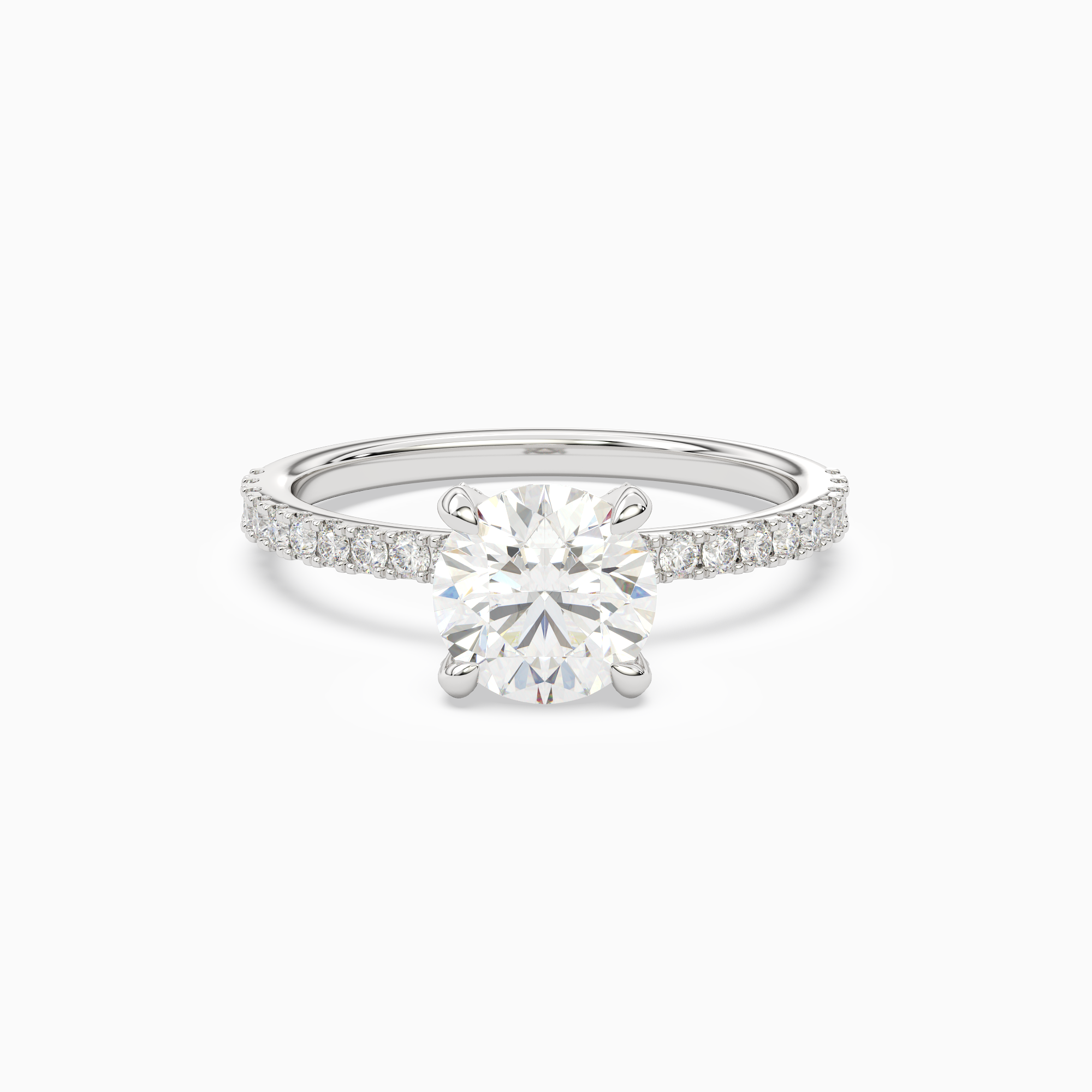 Round Hidden Halo Accent Pavé in 18K White Gold main white