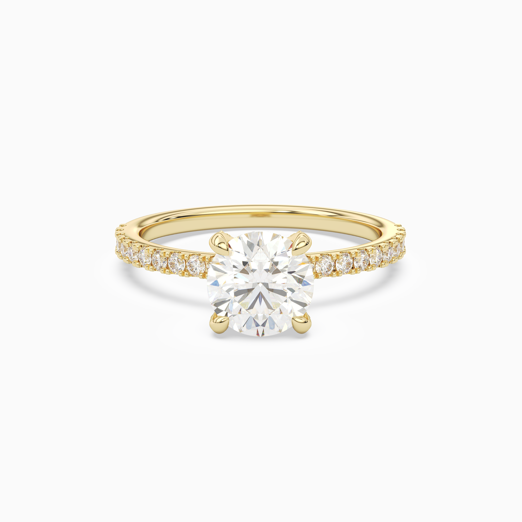 Round Hidden Halo Accent Pavé in 18K Yellow Gold main white