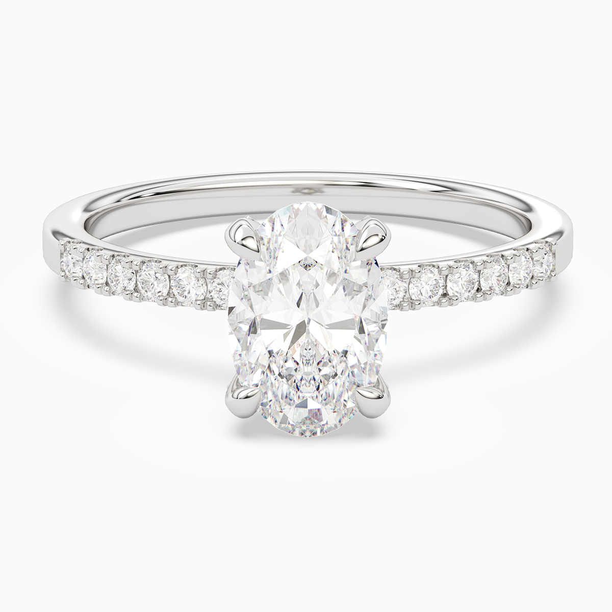 Oval Hidden Halo Accent Petite Pavé in Platinum main white