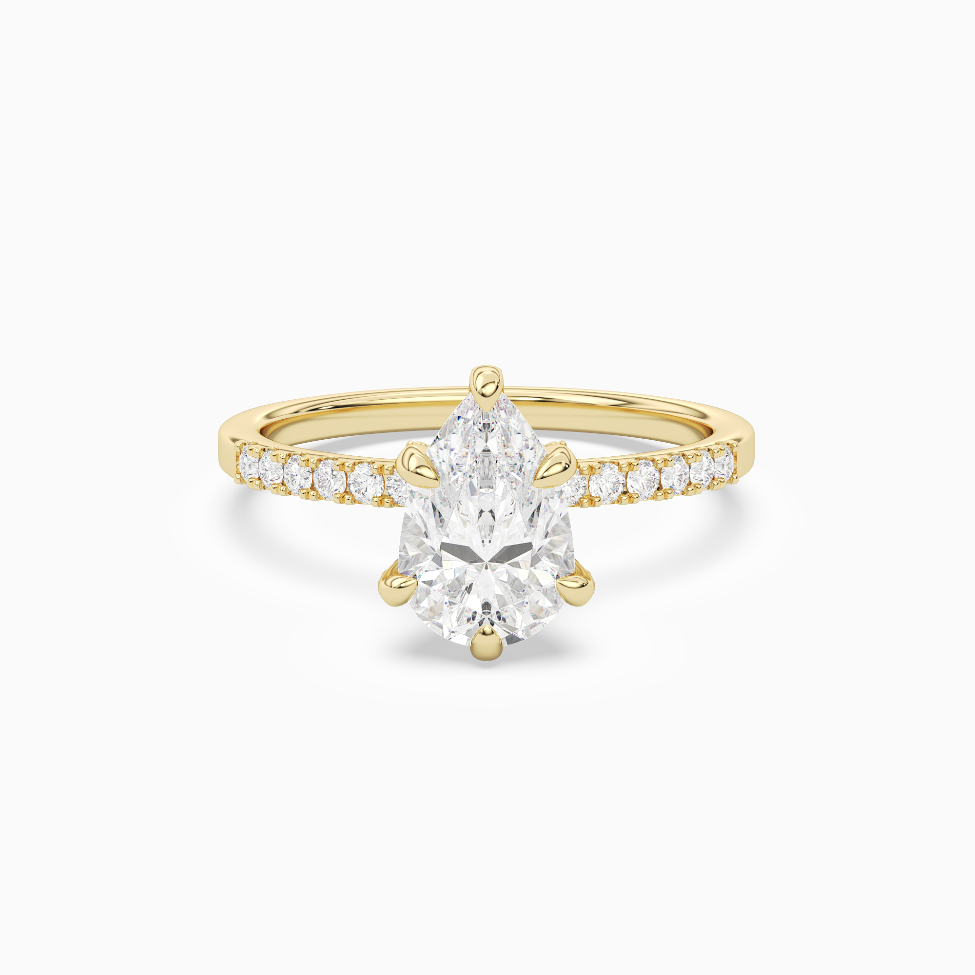 Pear Hidden Halo Accent Petite Pavé in 18K Yellow Gold main white