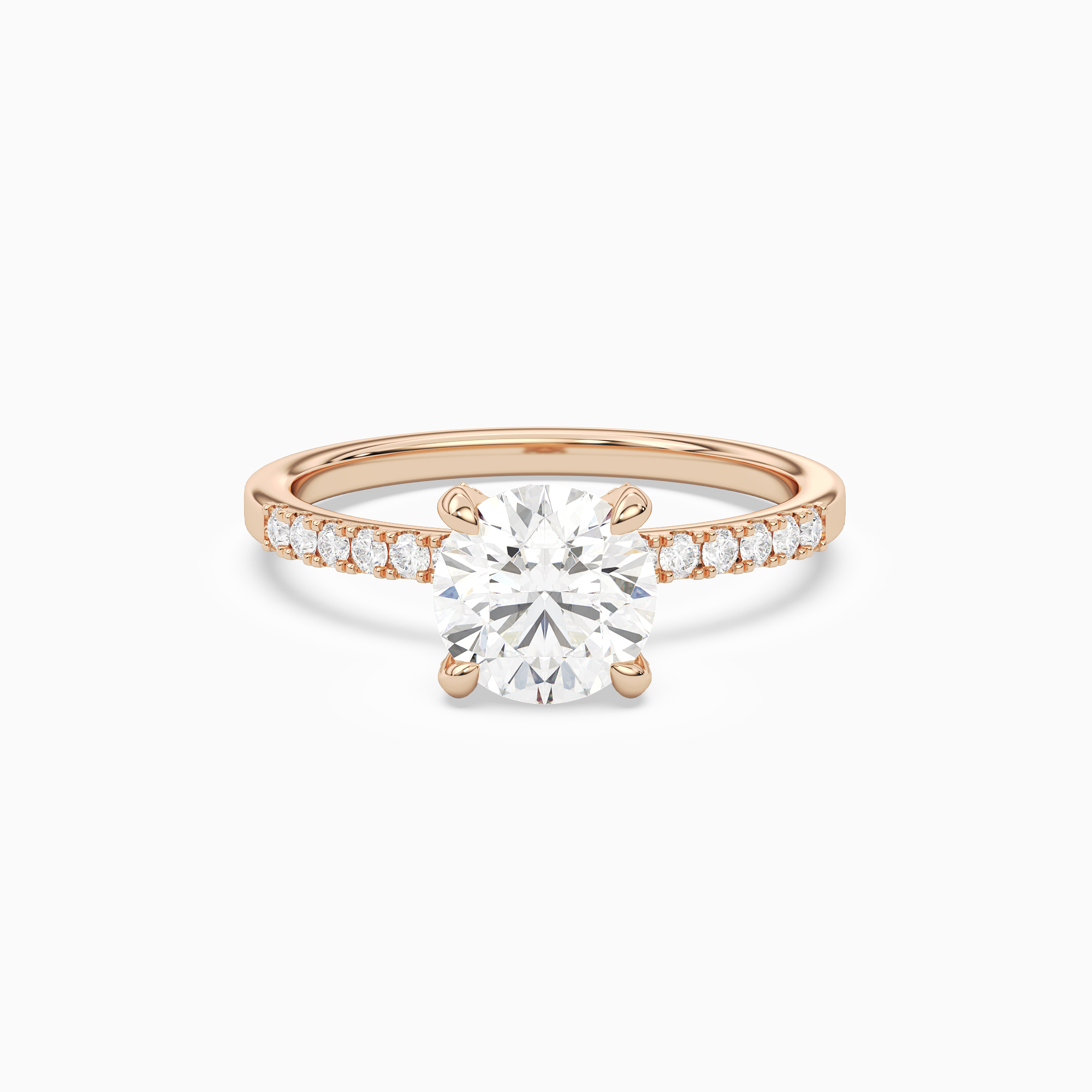Round Hidden Halo Accent Petite Pavé in 14K Rose Gold main white