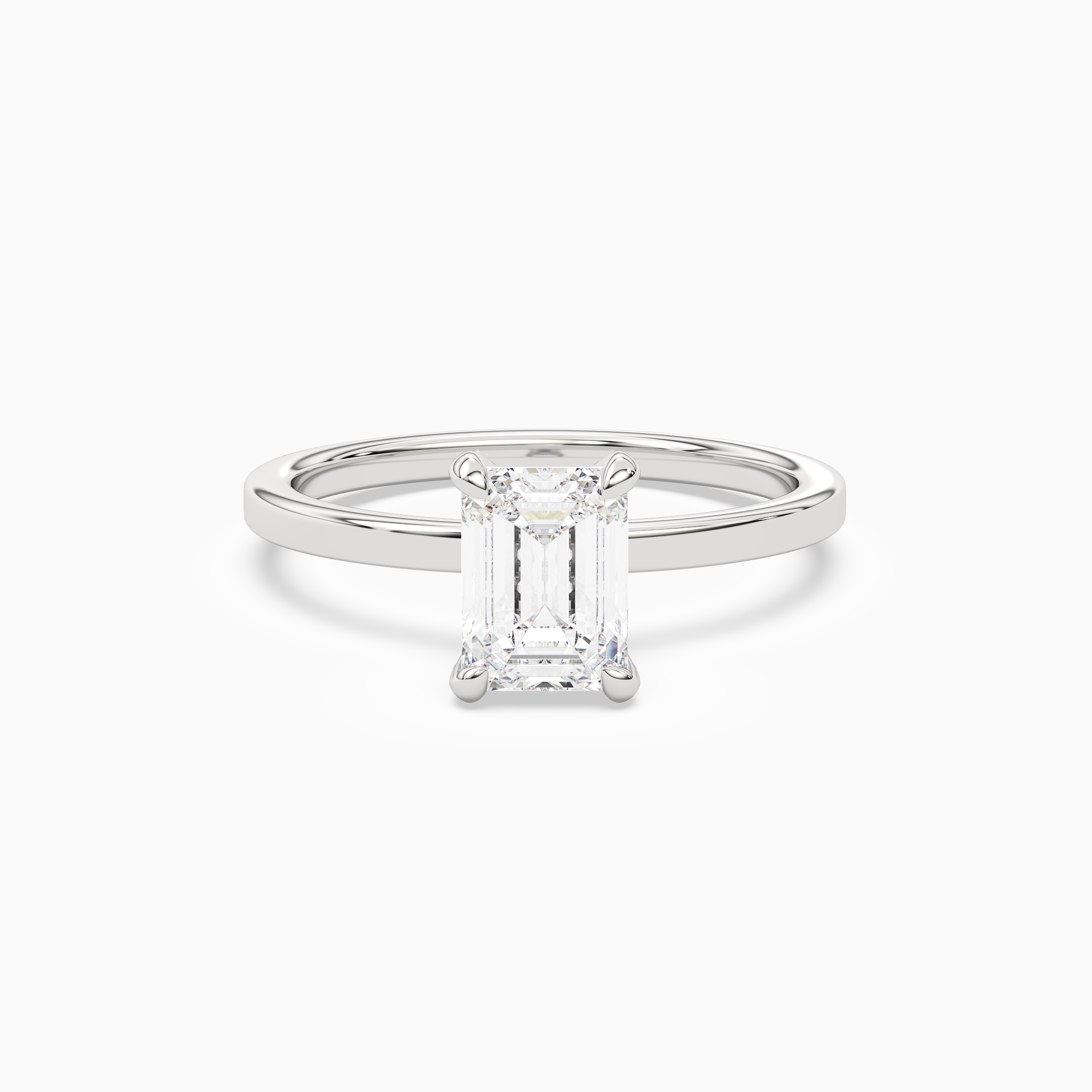 Emerald Hidden Halo Accent Plain in 14K White Gold main white