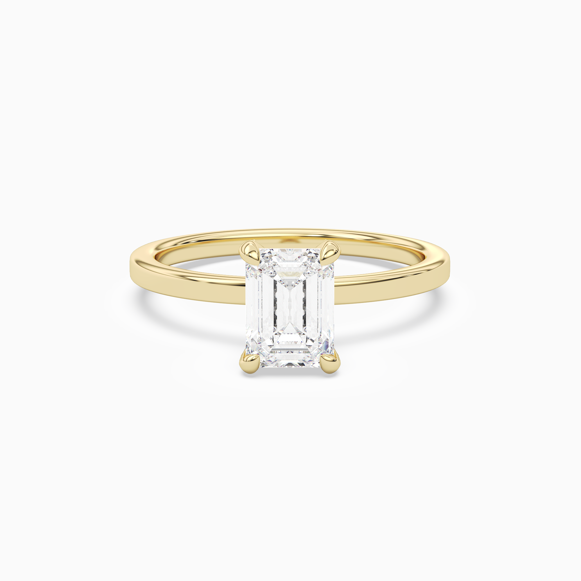 Emerald Hidden Halo Accent Plain in 18K Yellow Gold main white