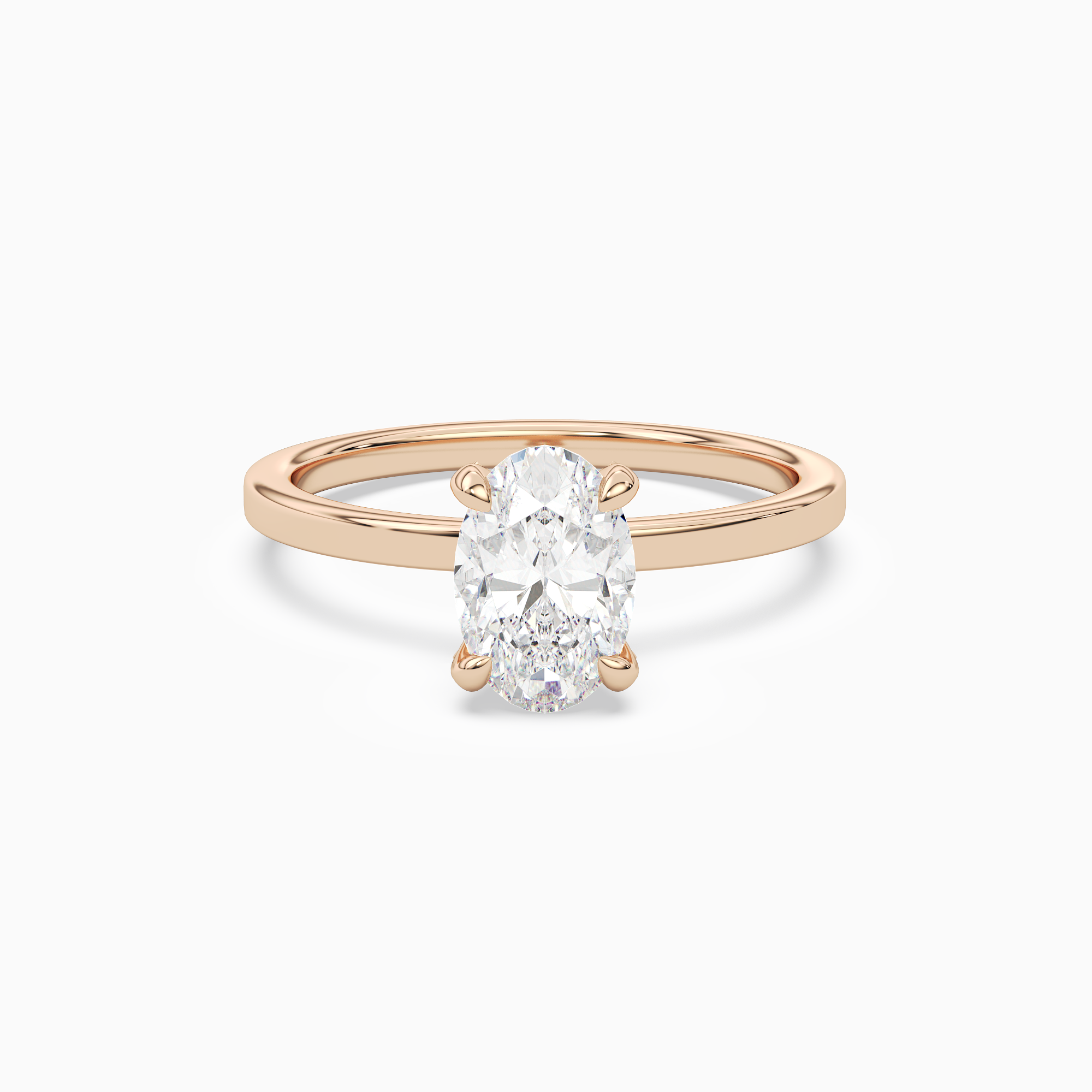 Oval Hidden Halo Accent Plain in 14K Rose Gold main white
