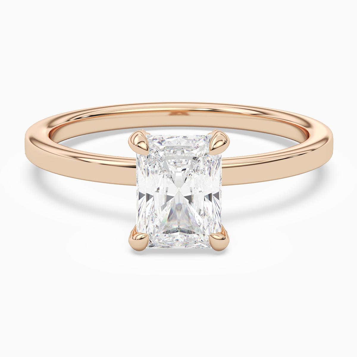 Radiant Hidden Halo Accent Plain in 14K Rose Gold main white