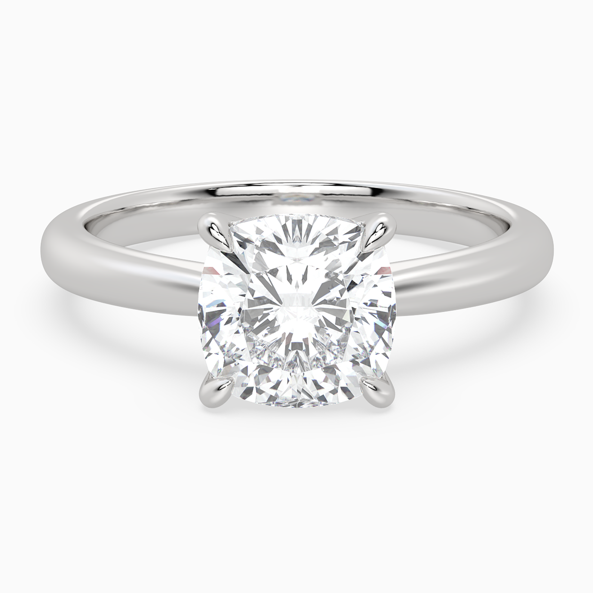 Cushion Classic Basket Plain Solitaire in Platinum main white