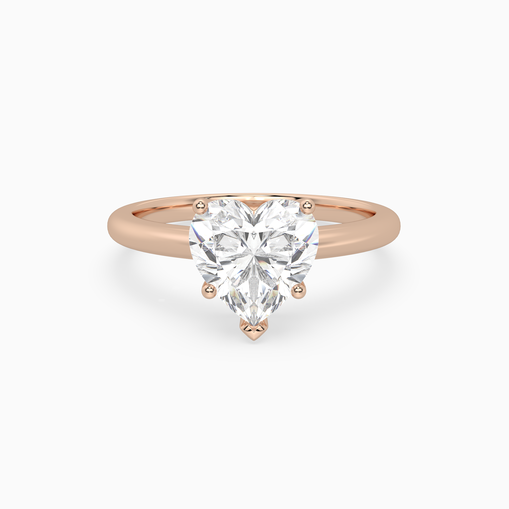 Heart Classic Basket Plain Solitaire in 14K Rose Gold main white