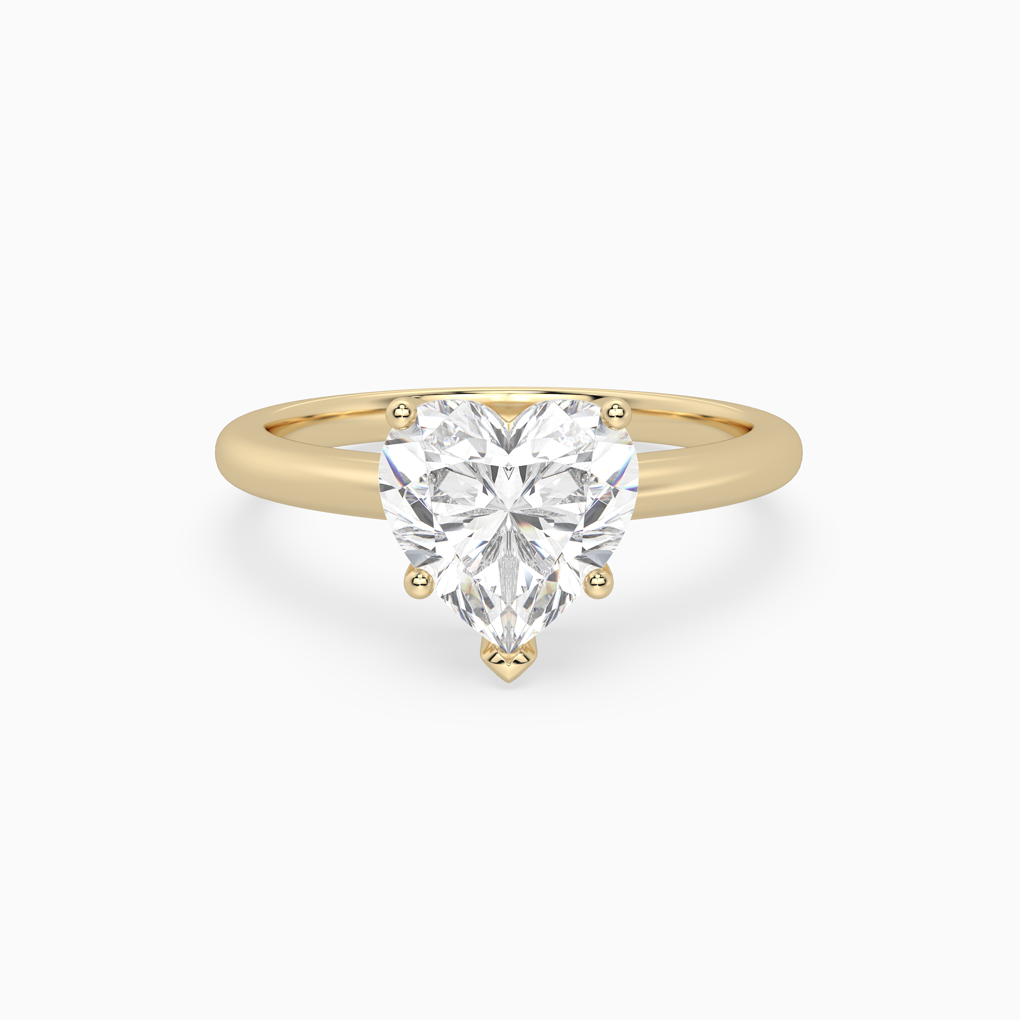 Heart Classic Basket Plain Solitaire in 14K Yellow Gold main white