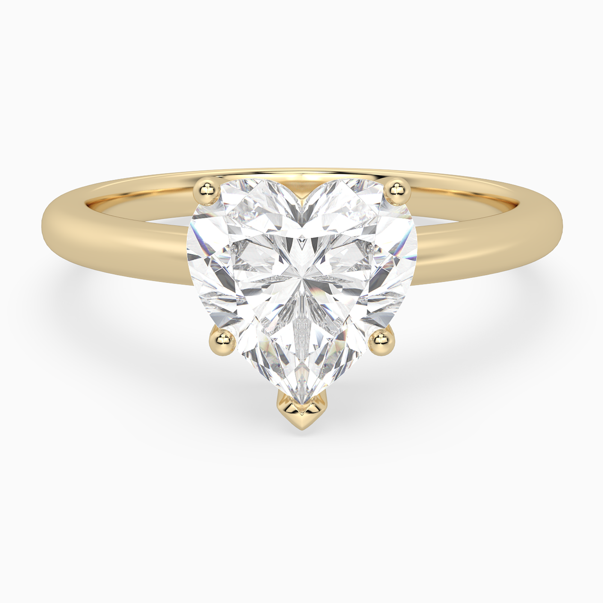 Heart Classic Basket Plain Solitaire in 14K Yellow Gold main white