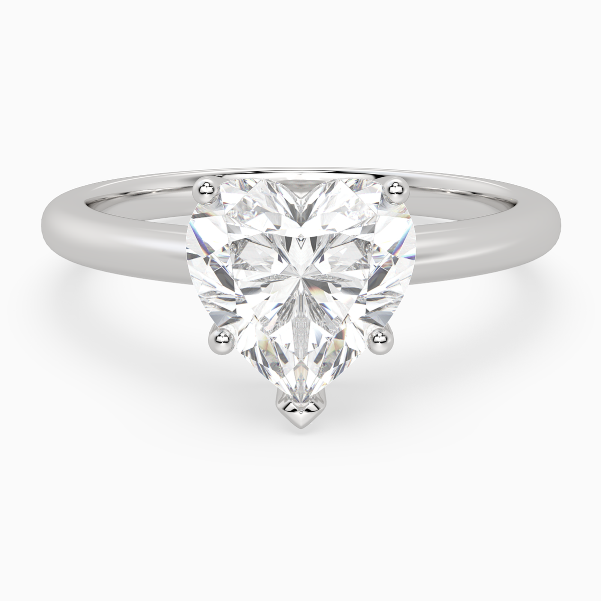 Heart Classic Basket Plain Solitaire in Platinum main white