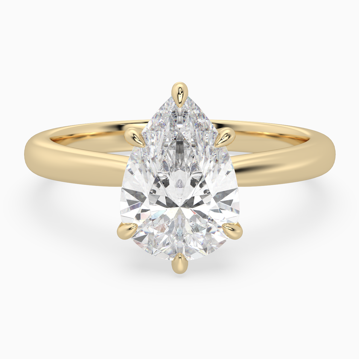 Pear Classic Basket Plain Solitaire in 18K Yellow Gold main white