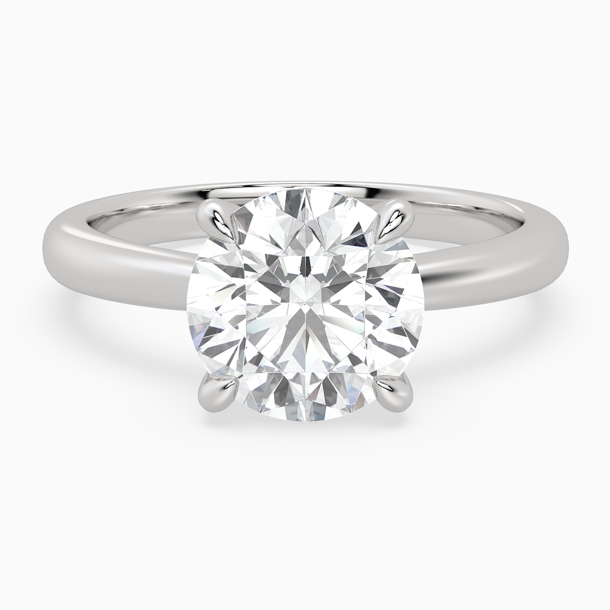 Round Classic Basket Plain Solitaire in 14K White Gold main white
