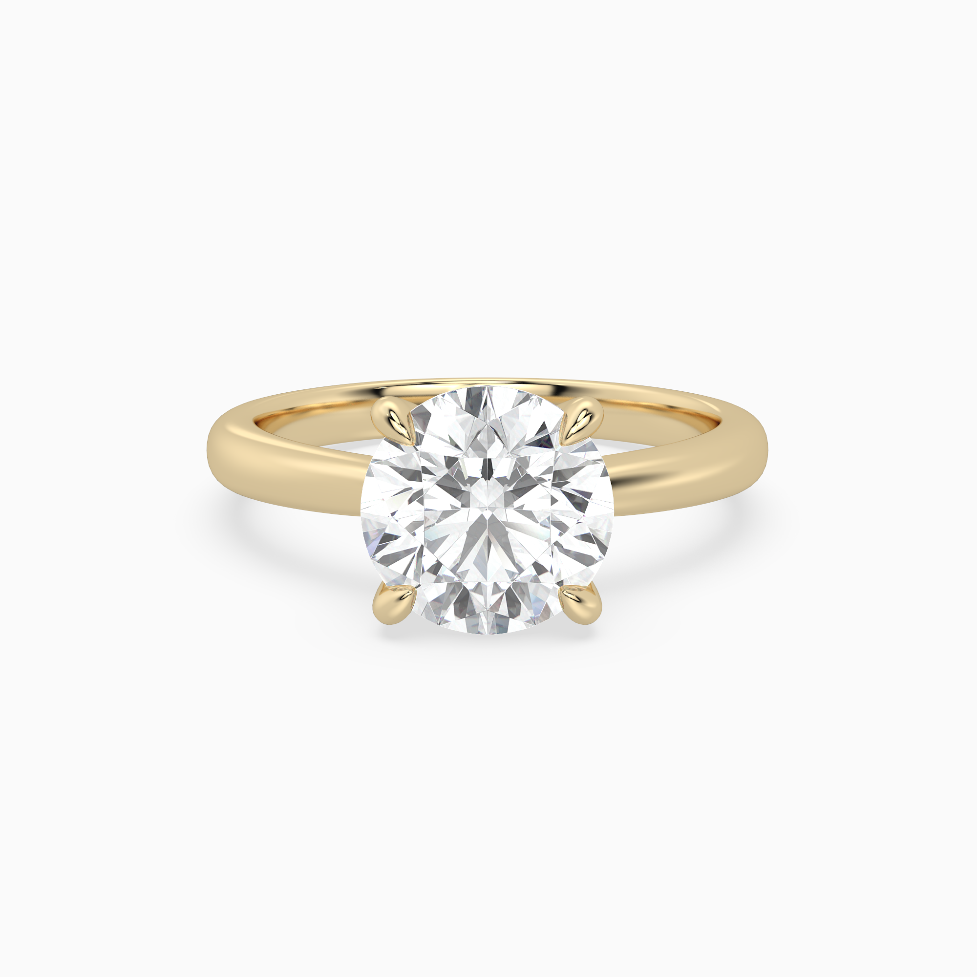 Round Classic Basket Plain Solitaire in 18K Yellow Gold main white