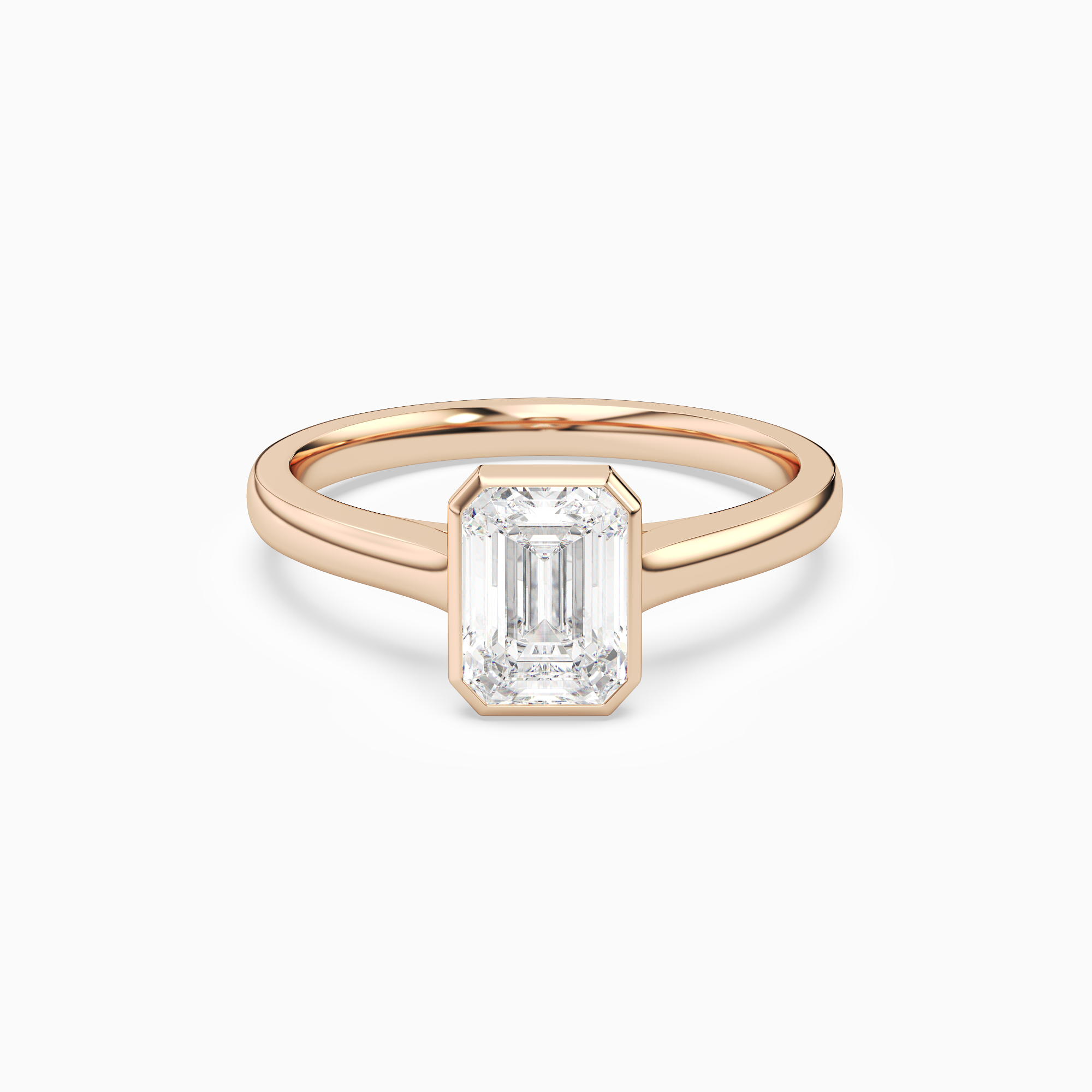Emerald Medium Tapered Bezel Solitaire in 14K Rose Gold main white