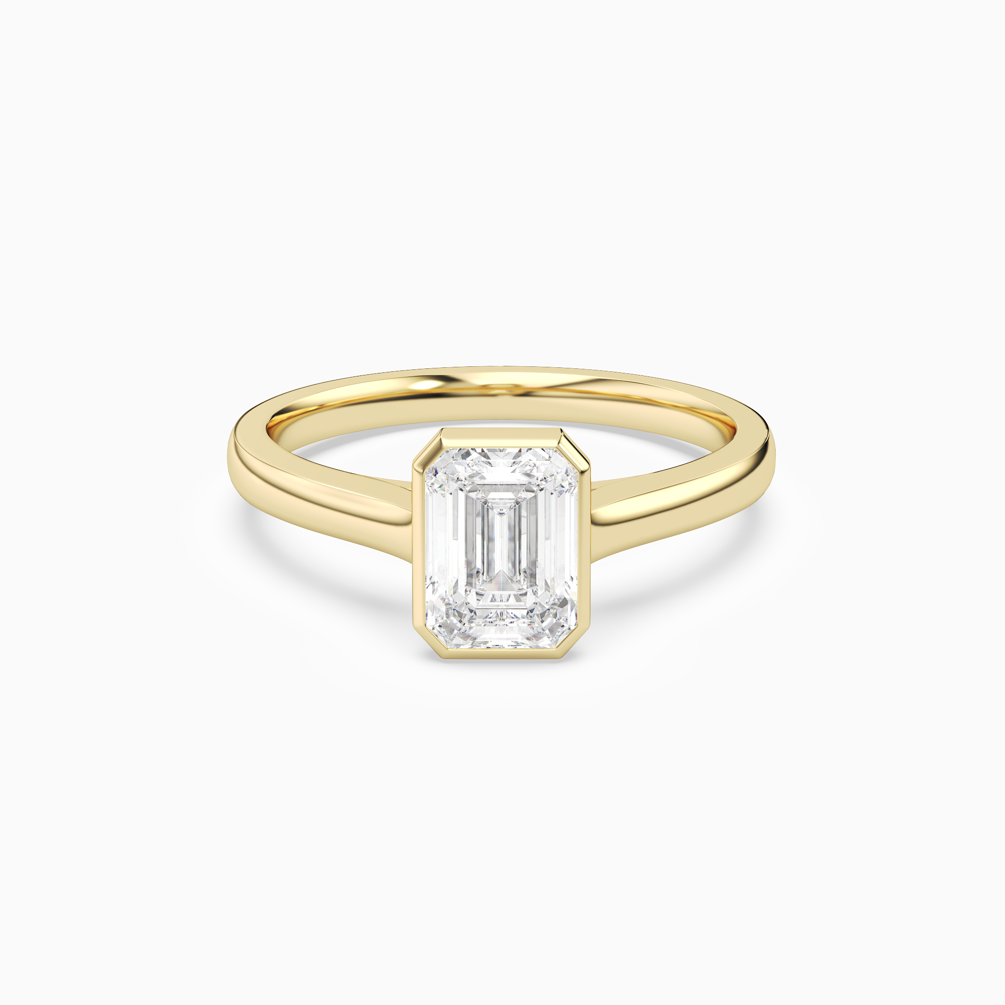 Emerald Medium Tapered Bezel Solitaire in 14K Yellow Gold main white