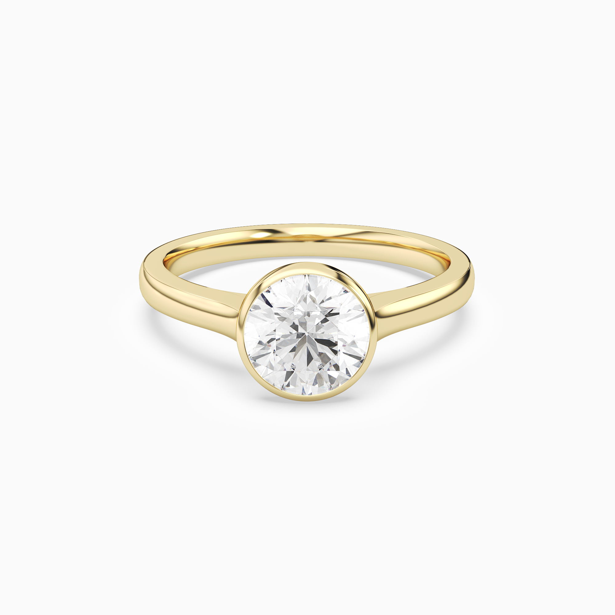 Round Medium Tapered Bezel Solitaire in 18K Yellow Gold main white