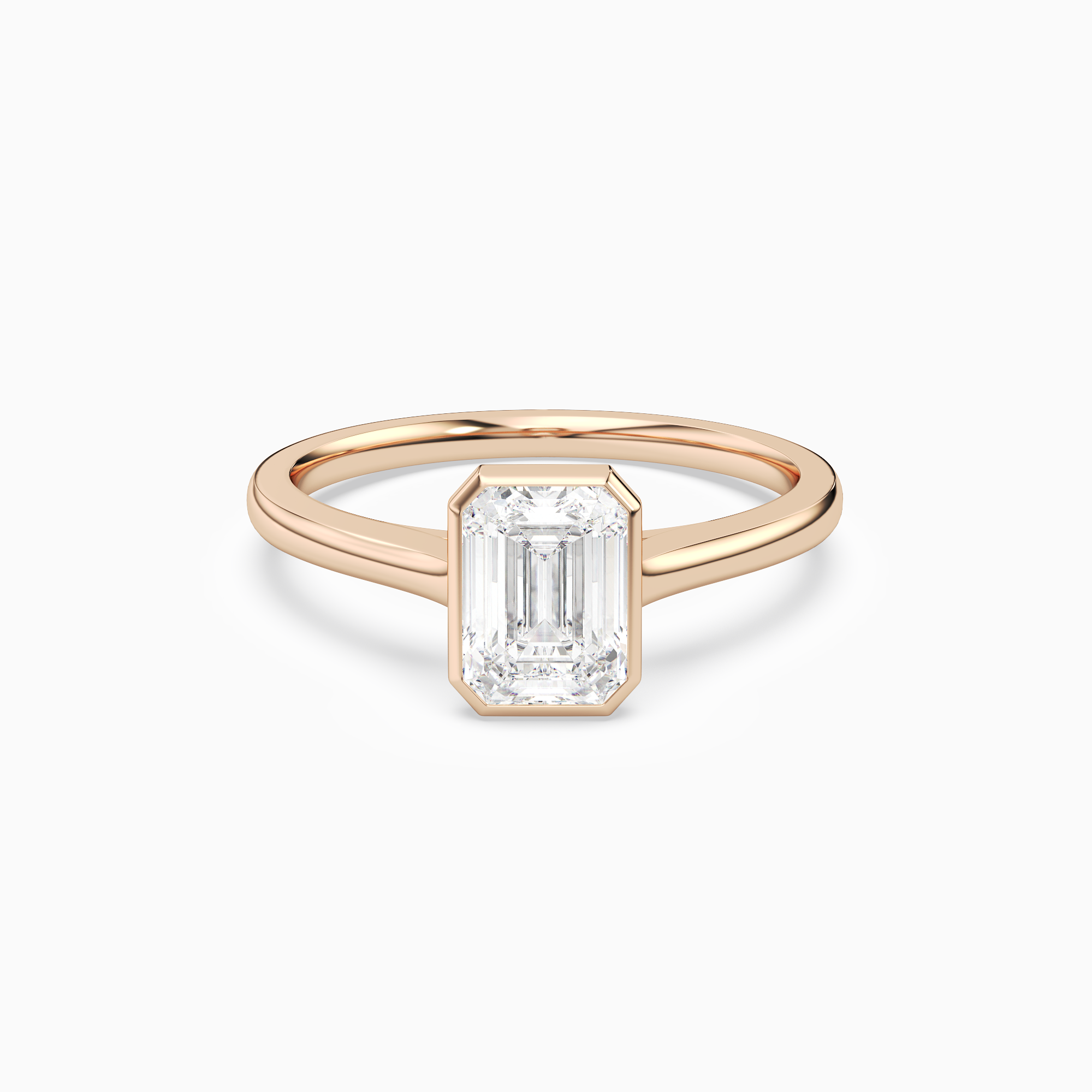 Emerald Slim Tapered Bezel Solitaire in 14K Rose Gold main white