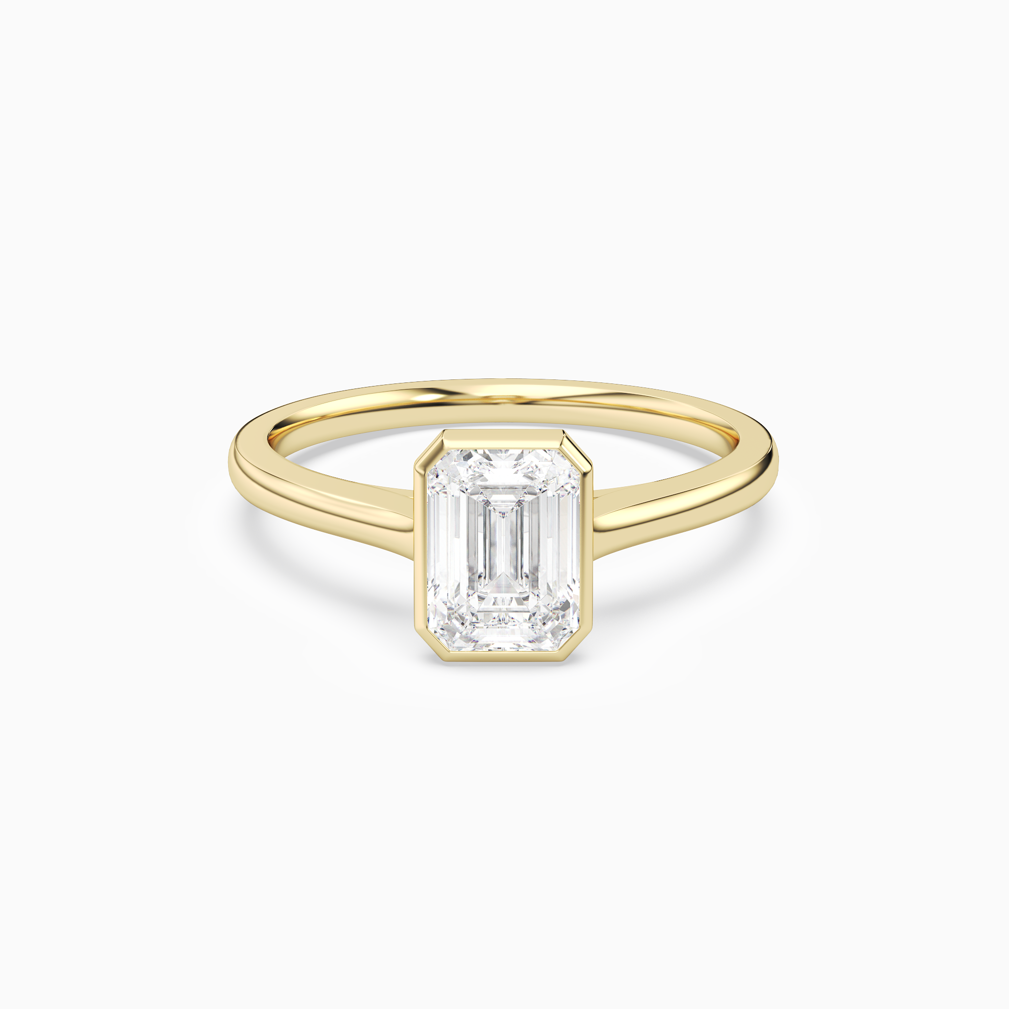 Emerald Slim Tapered Bezel Solitaire in 18K Yellow Gold main white