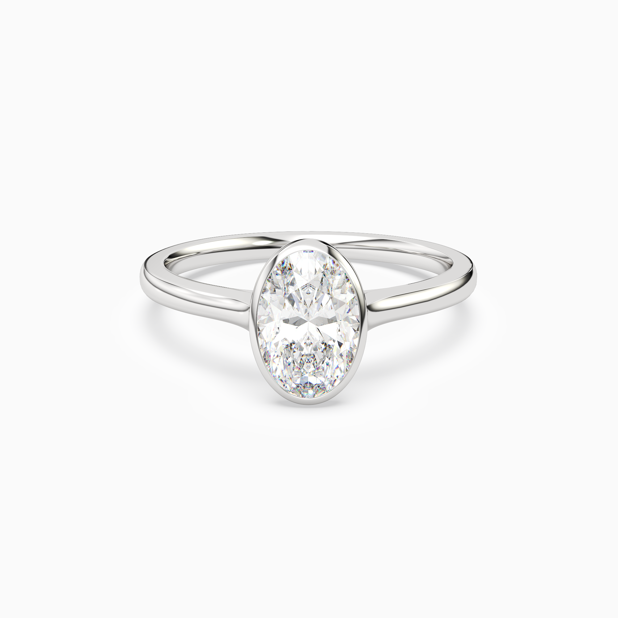 Oval Slim Tapered Bezel Solitaire in Platinum main white