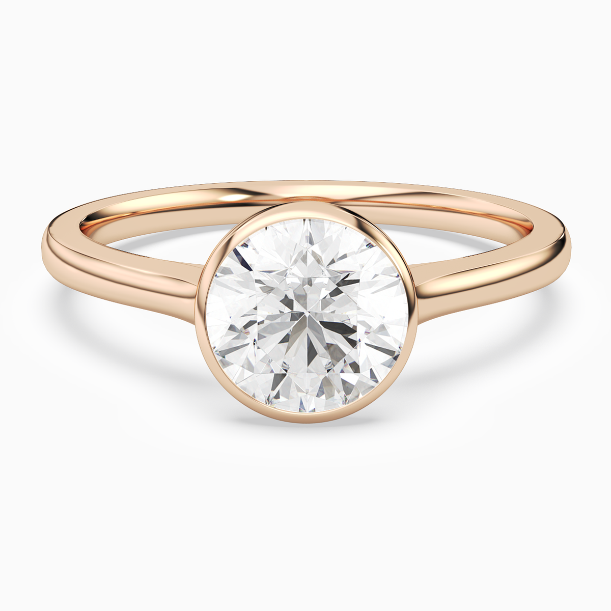 Round Slim Tapered Bezel Solitaire in 14K Rose Gold main white
