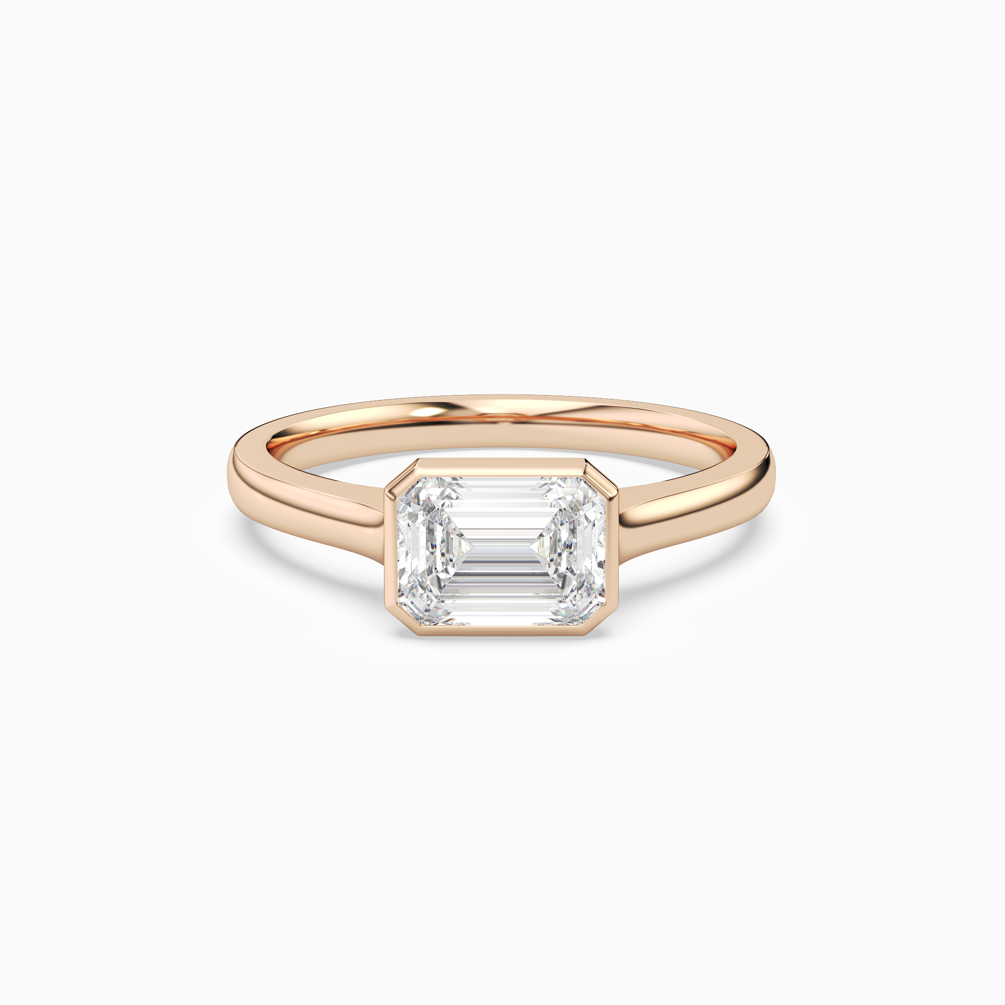 Emerald East-West Bezel Solitaire in 14K Rose Gold main white