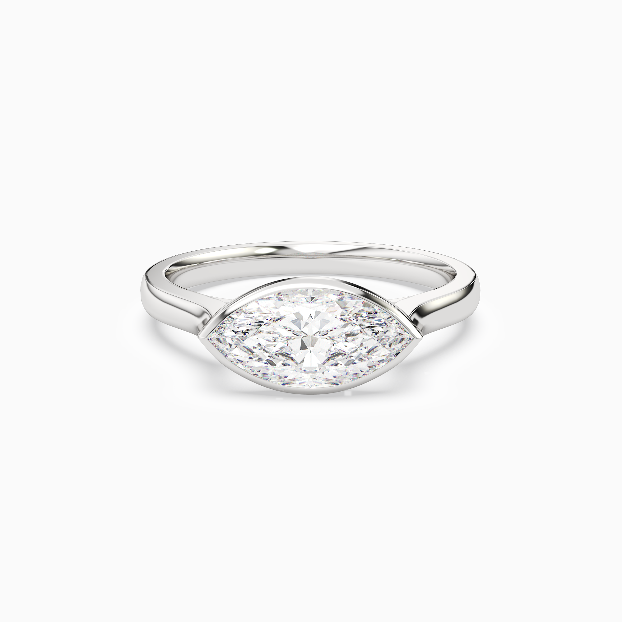 Marquise East-West Bezel Solitaire in 18K White Gold main white