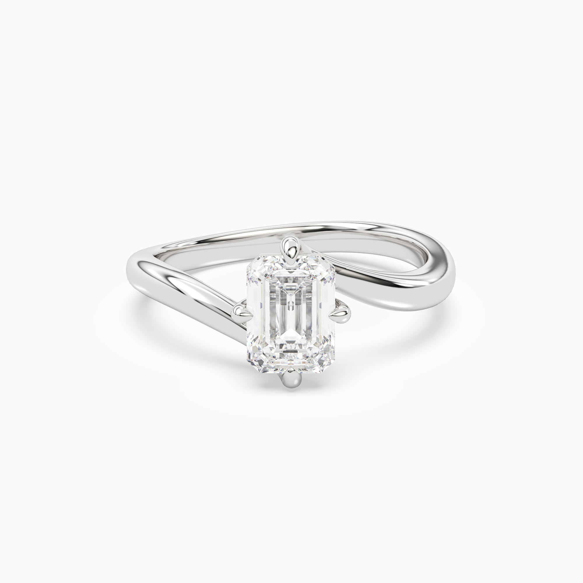 Emerald Open Bypass Solitaire in Platinum main white
