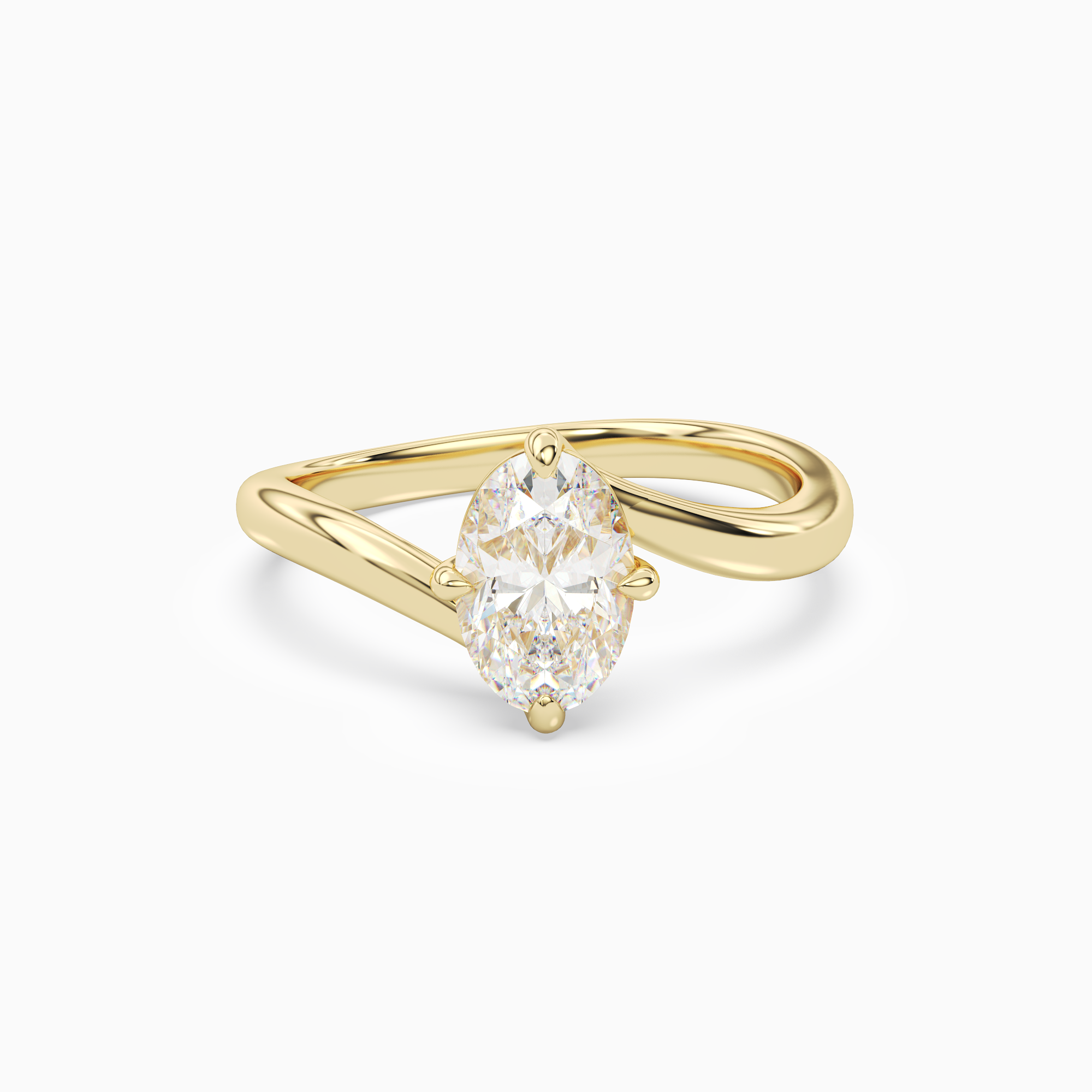 Oval Open Bypass Solitaire in 14K Yellow Gold main white
