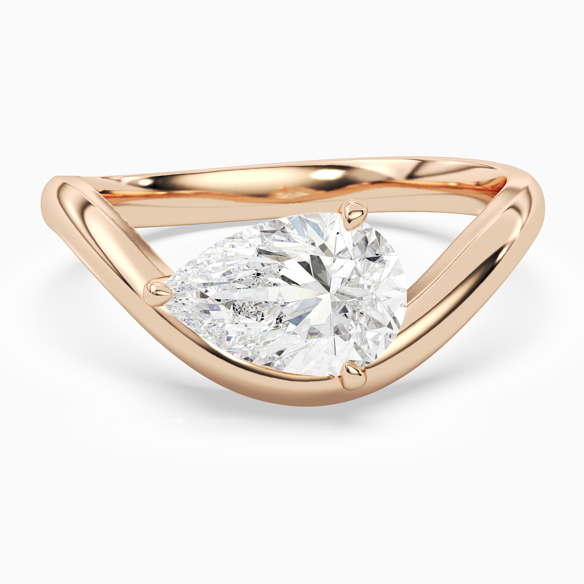 Pear Soft Bypass Solitaire in 14K Rose Gold main white