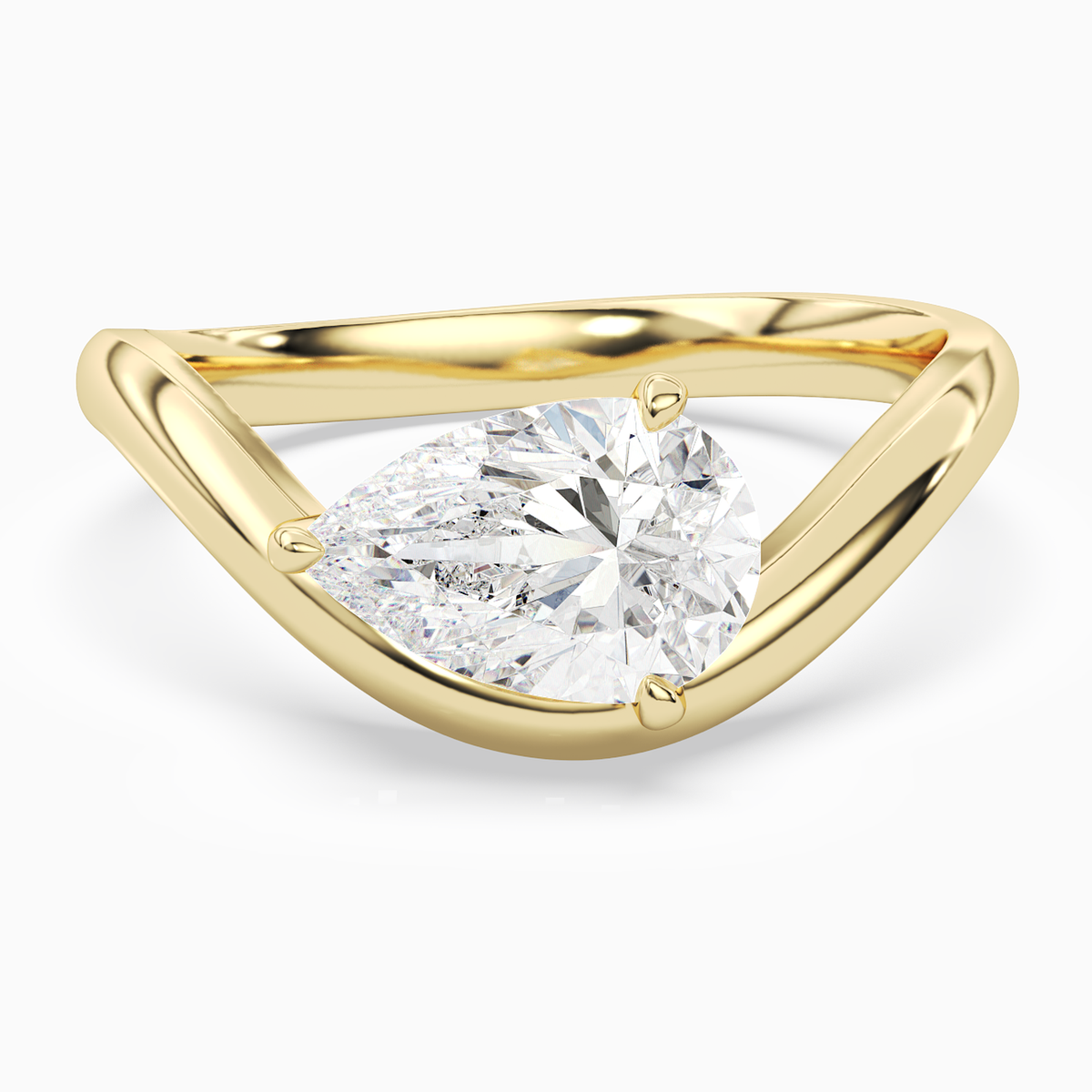 Pear Soft Bypass Solitaire in 18K Yellow Gold main white