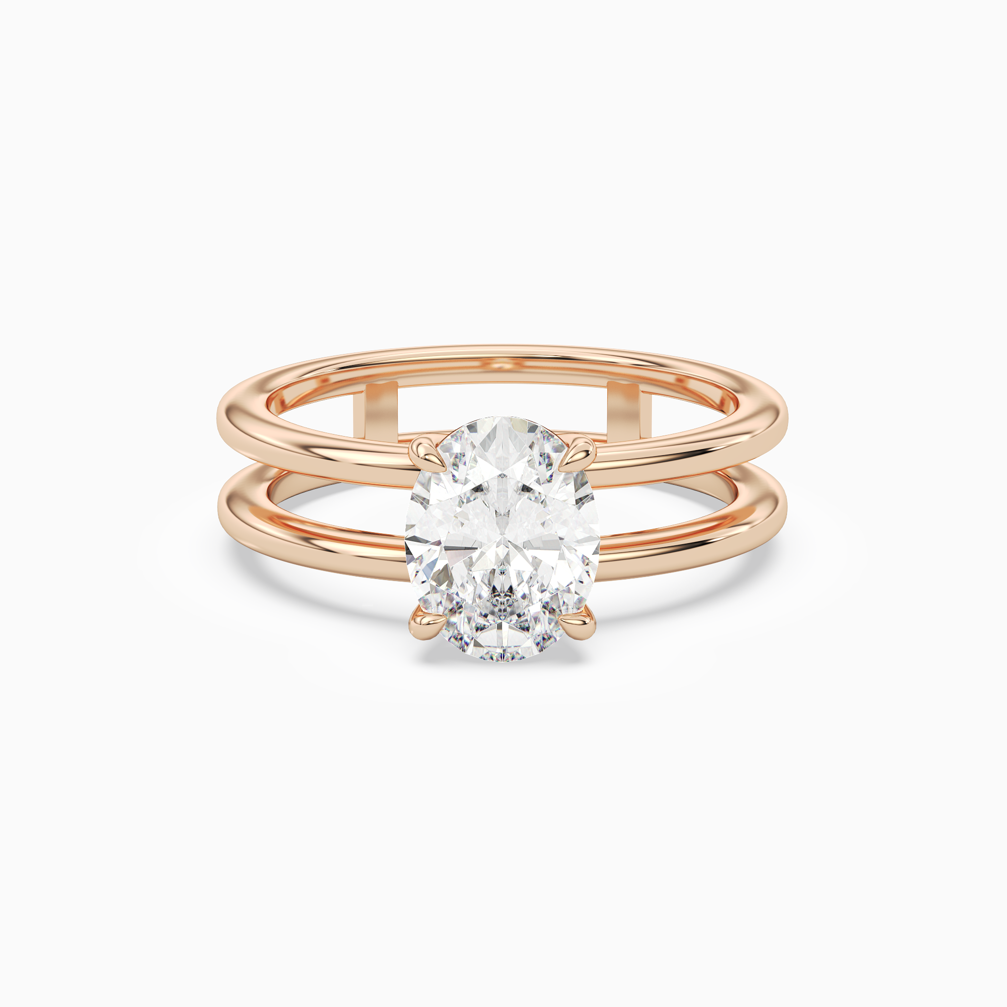 Oval Open Double Shank Solitaire in 14K Rose Gold main white