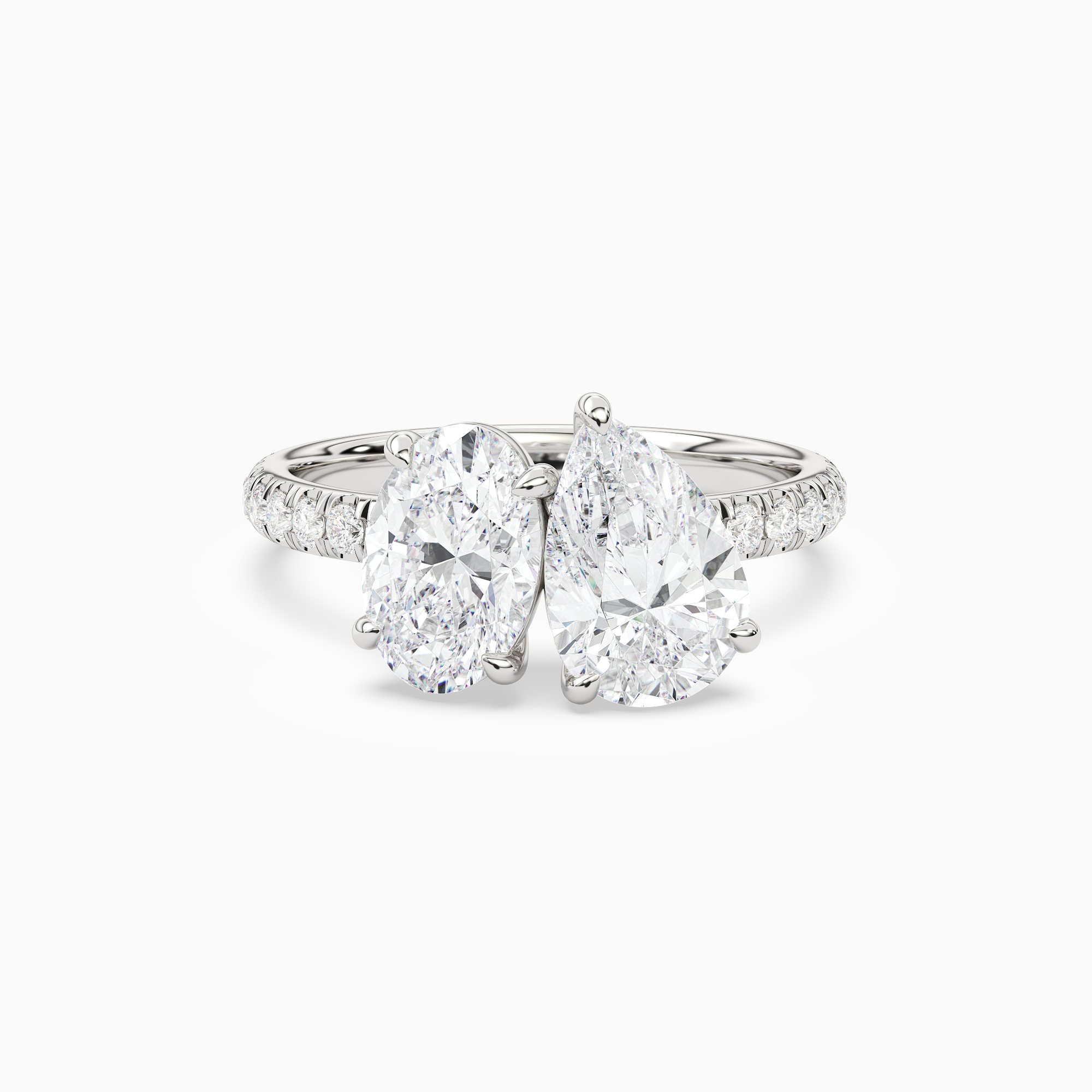 Oval & Pear Accented Toi Et Moi in 14K White Gold main white