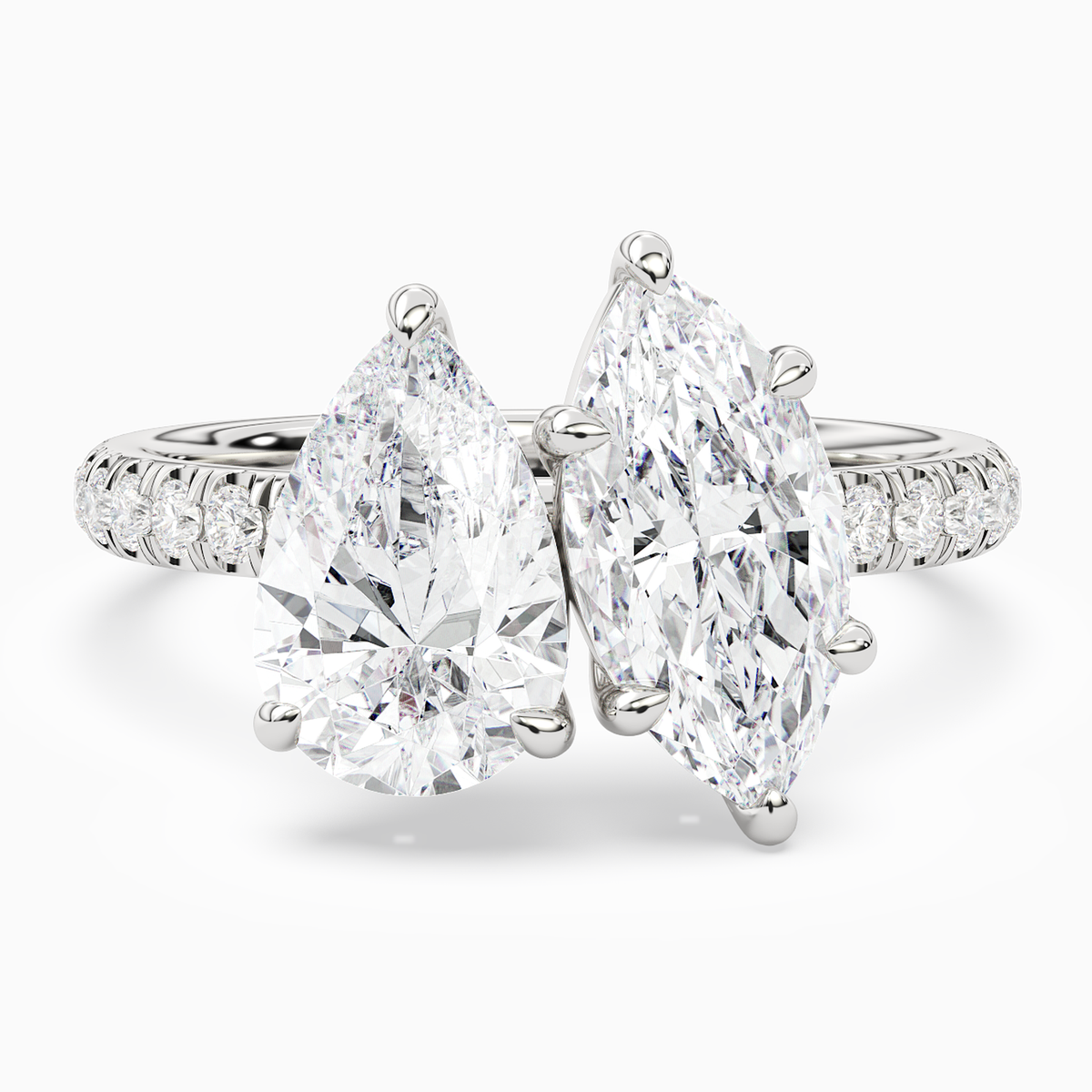Pear & Marquise Accented Toi Et Moi in 14K White Gold main white
