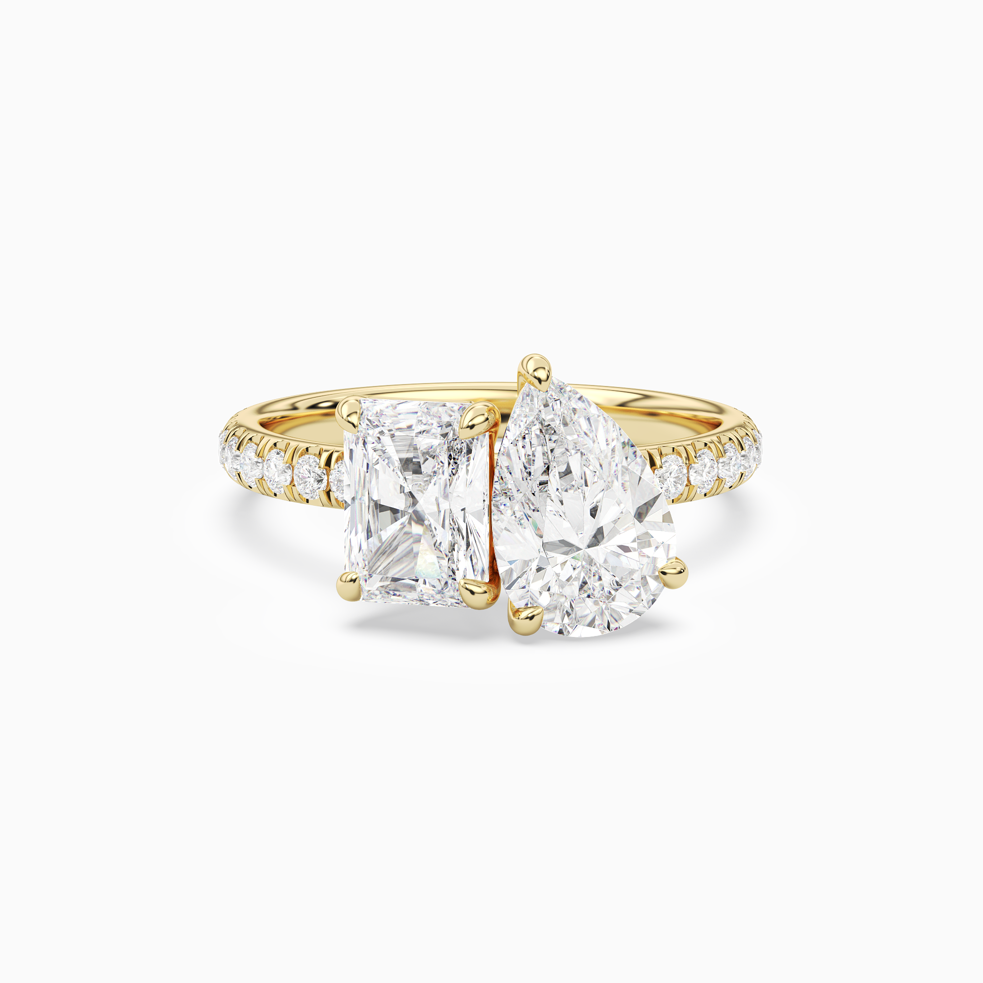 Radiant & Pear Accented Toi Et Moi in 18K Yellow Gold main white