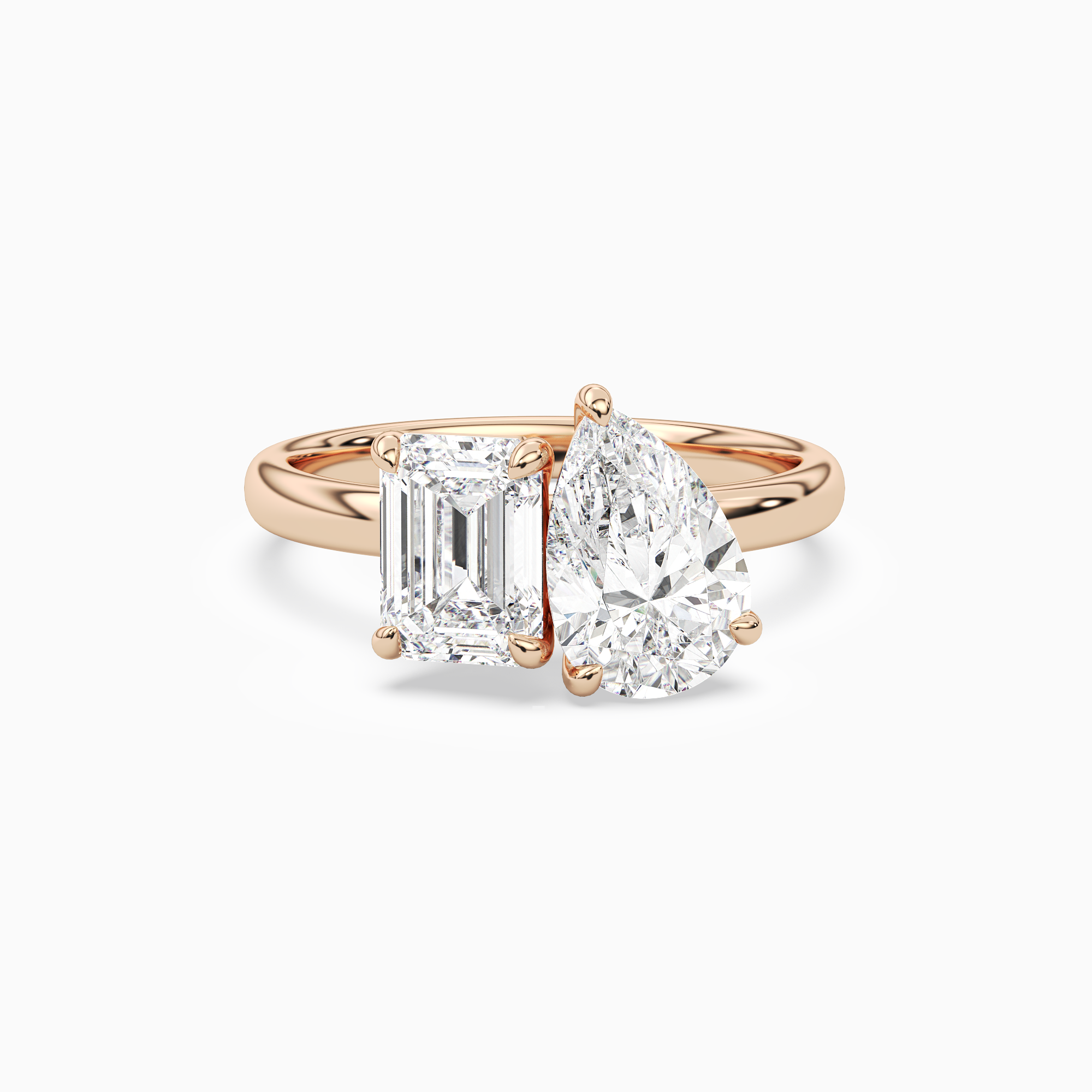 Emerald & Pear Clean Toi Et Moi in 14K Rose Gold main white