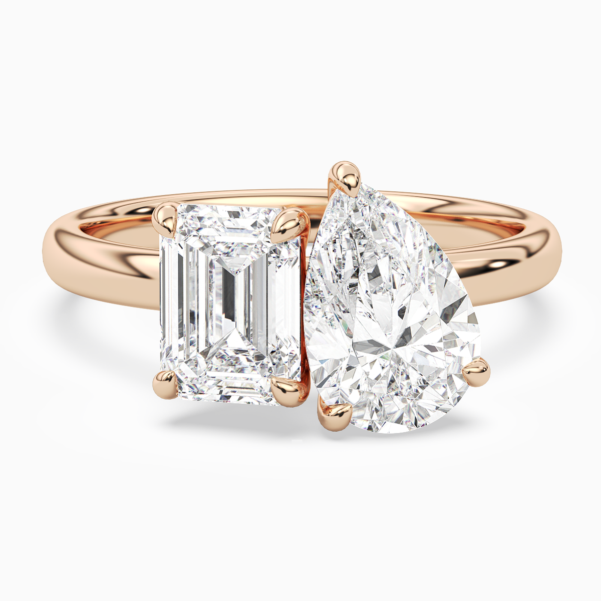 Emerald & Pear Clean Toi Et Moi in 14K Rose Gold main white