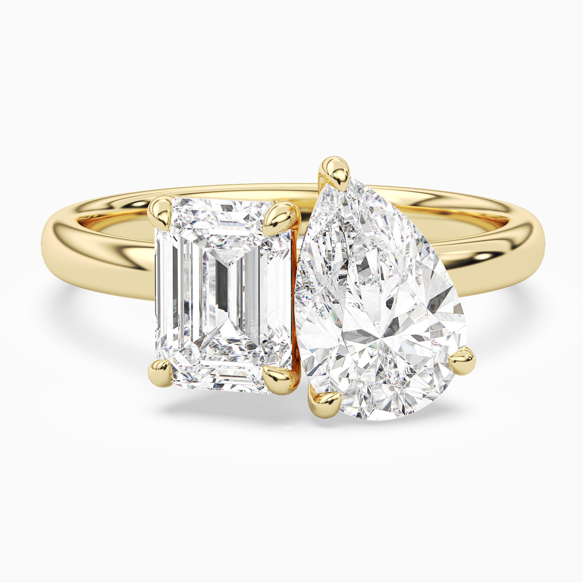 Emerald & Pear Clean Toi Et Moi in 14K Yellow Gold main white