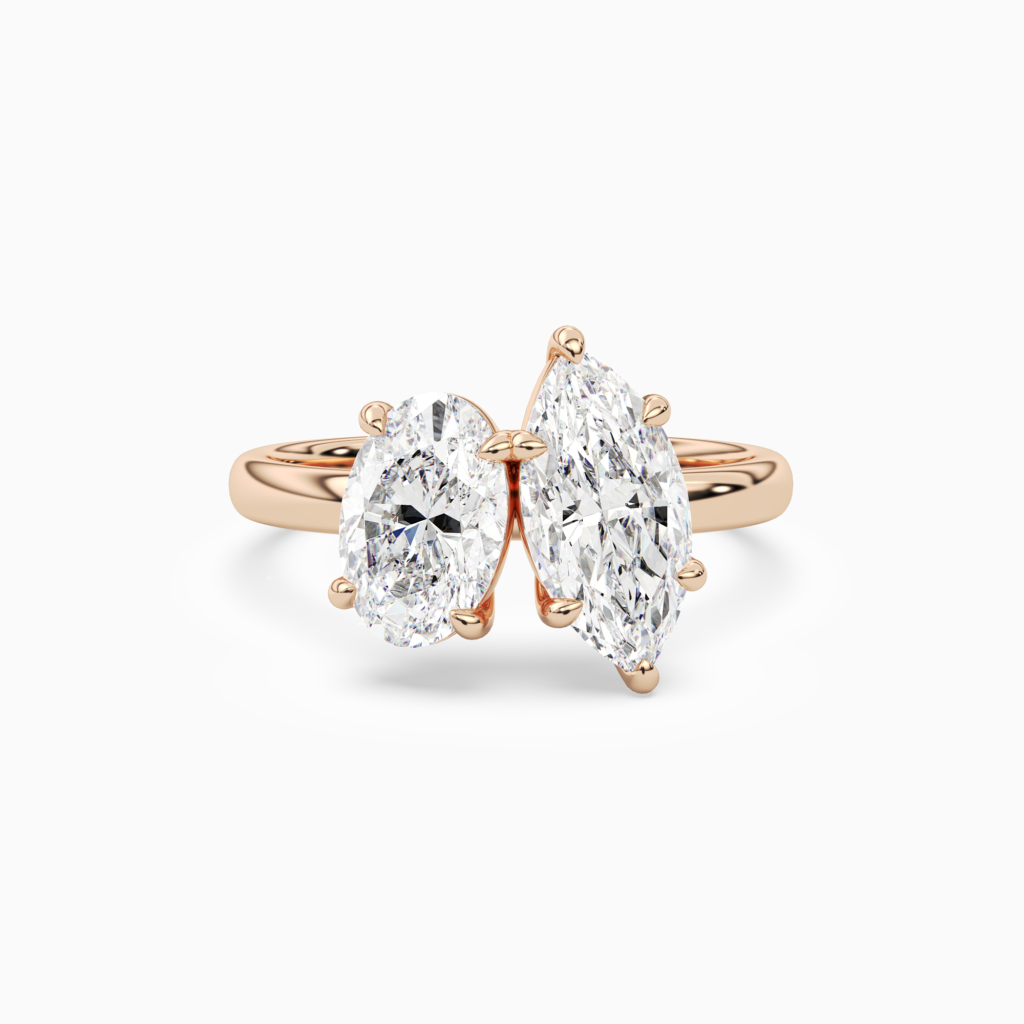 Oval & Marquise Clean Toi Et Moi in 14K Rose Gold main white