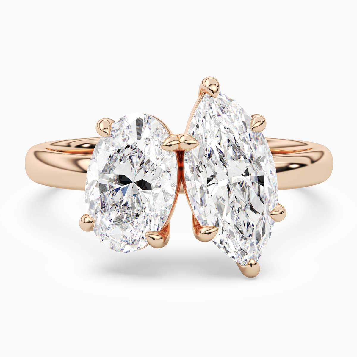 Oval & Marquise Clean Toi Et Moi in 14K Rose Gold main white