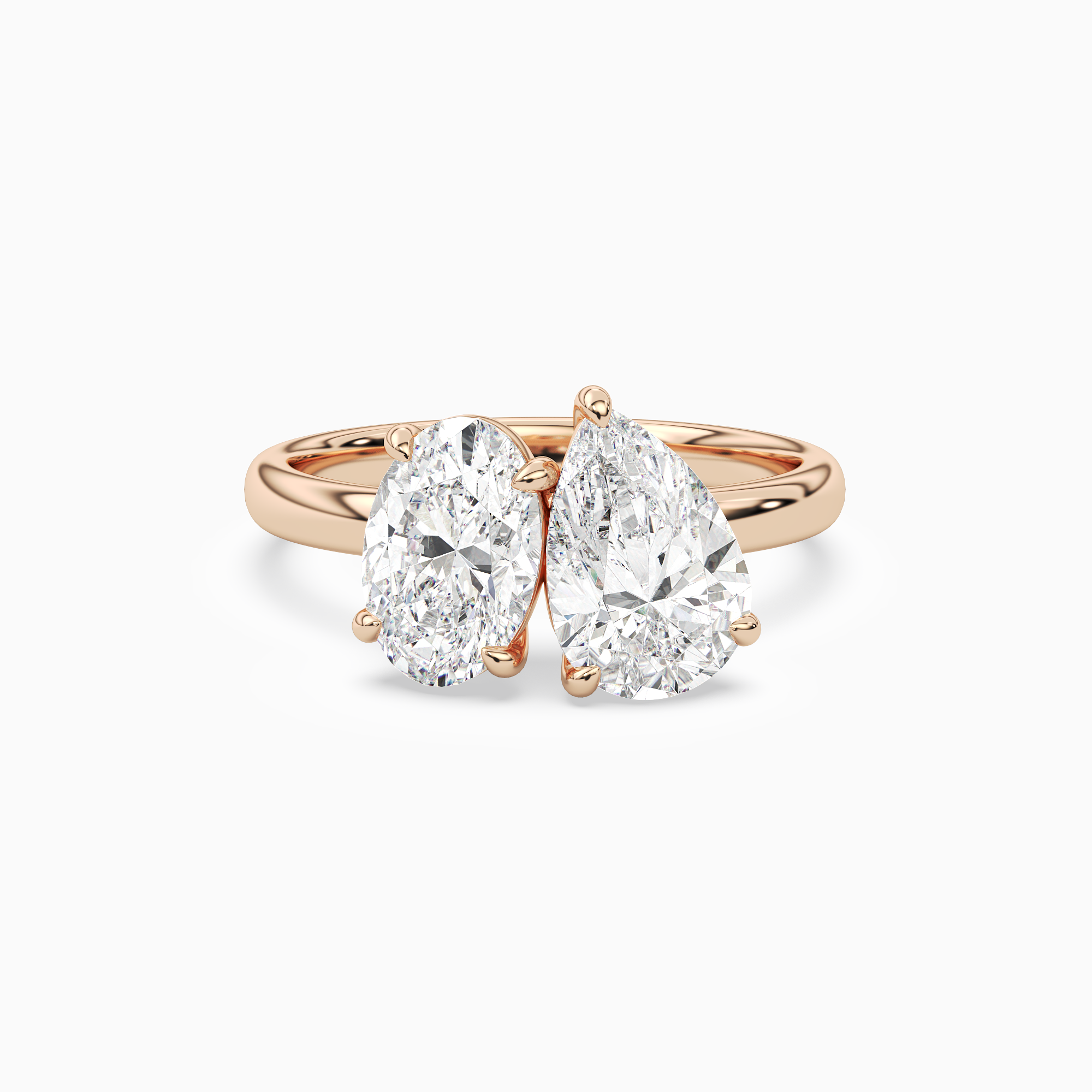 Oval & Pear Clean Toi Et Moi in 14K Rose Gold main white
