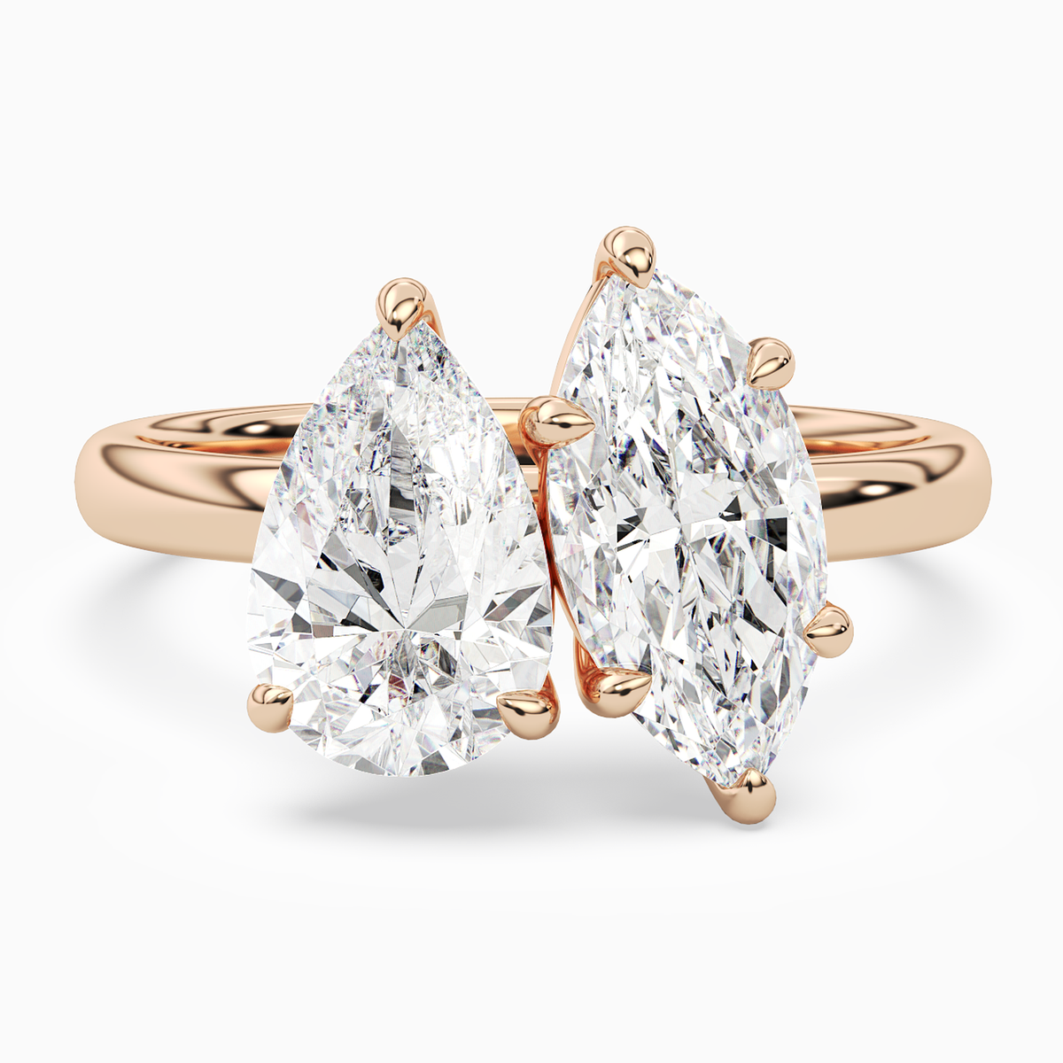 Pear & Marquise Clean Toi Et Moi in 14K Rose Gold main white