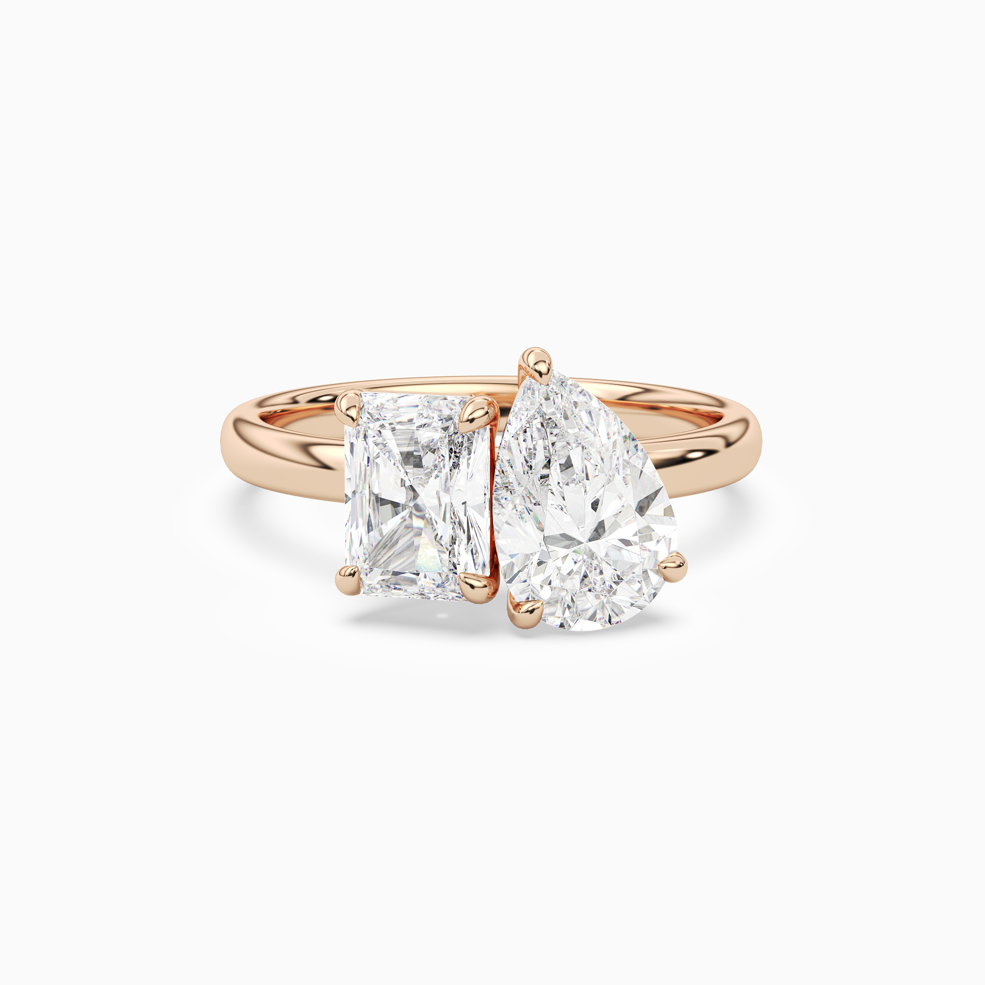 Radiant & Pear Clean Toi Et Moi in 14K Rose Gold main white