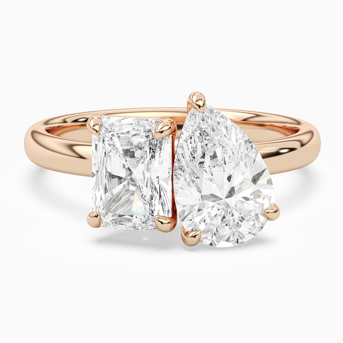 Radiant & Pear Clean Toi Et Moi in 14K Rose Gold main white